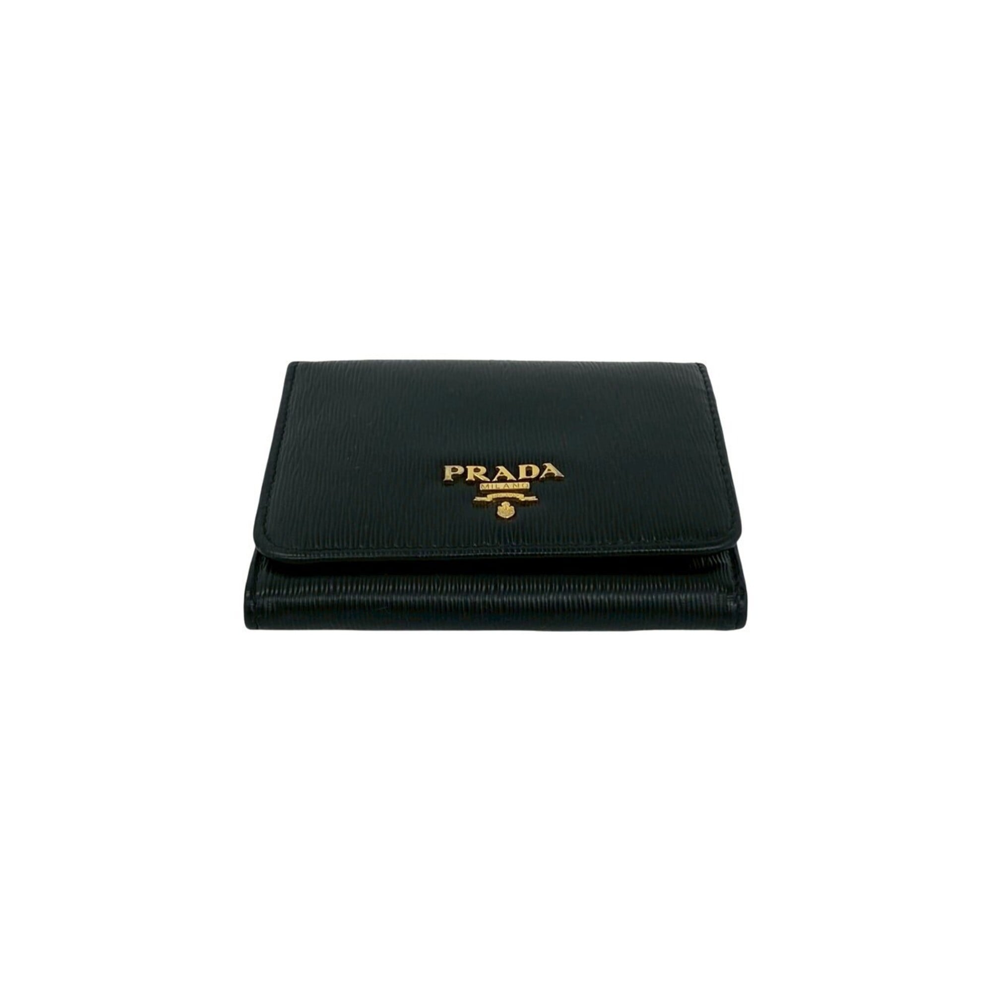 Prada Black Leather Wallet (Tri-Fold) (Pre-Owned)