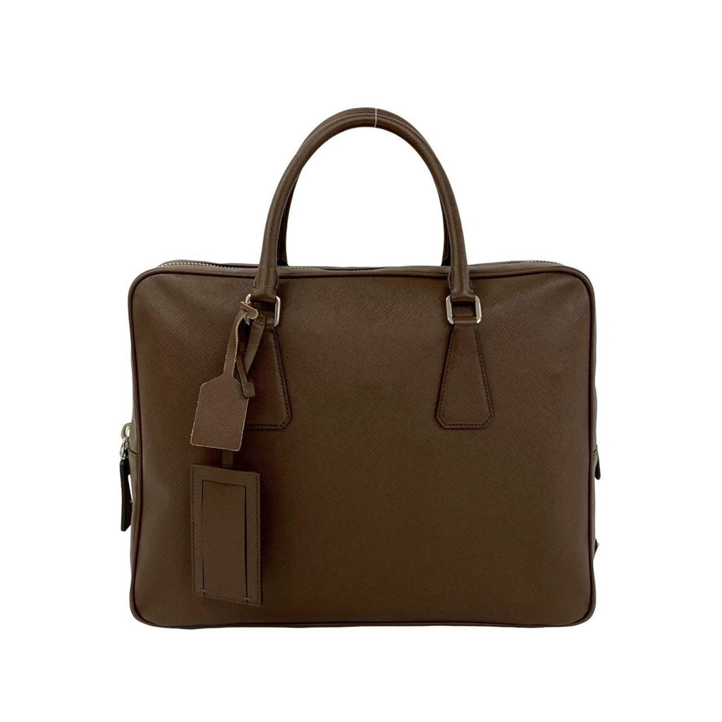 Prada Brown Leather Briefcase (Pre-Owned)