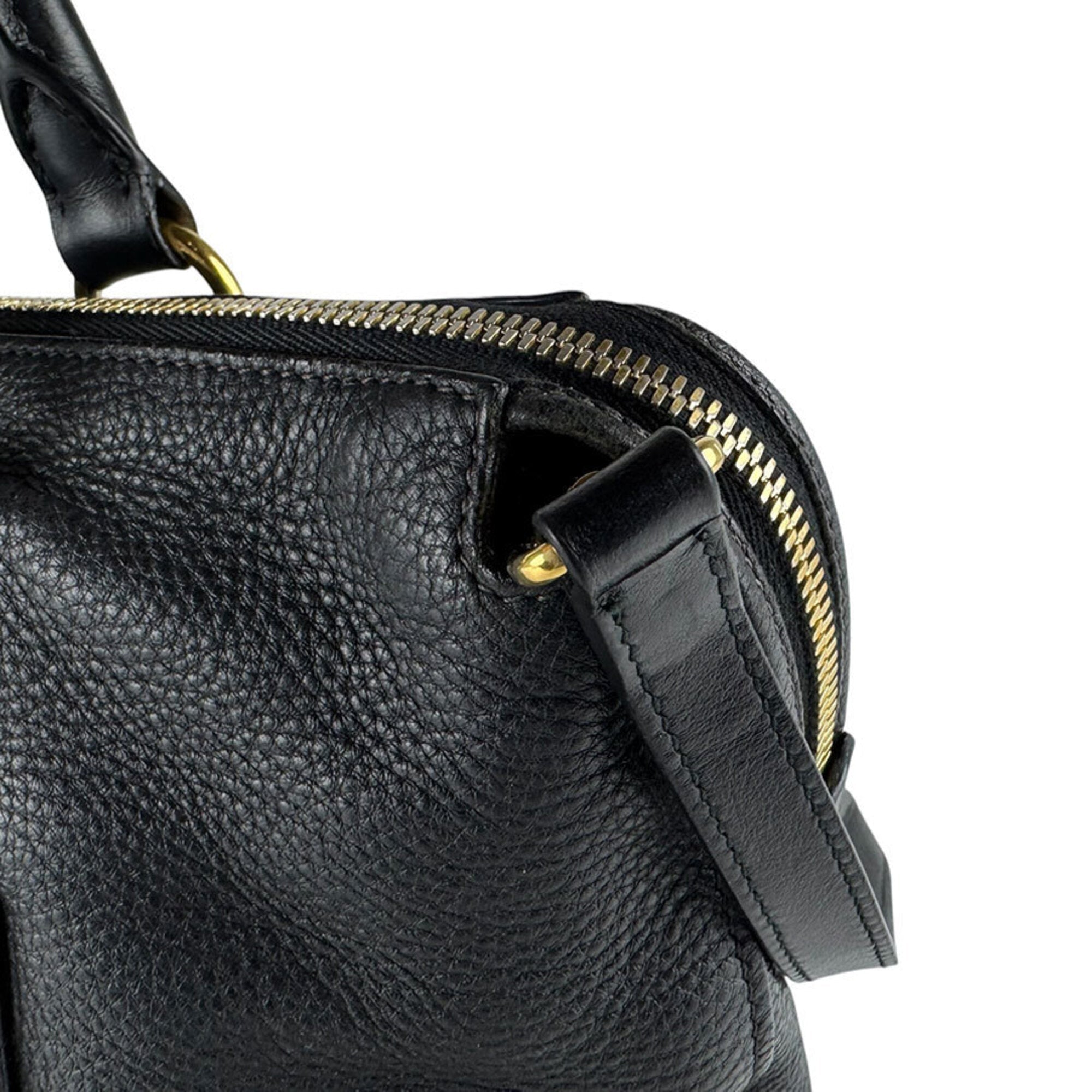 Prada Black Leather Handbag Shoulder Bag (Pre-Owned)