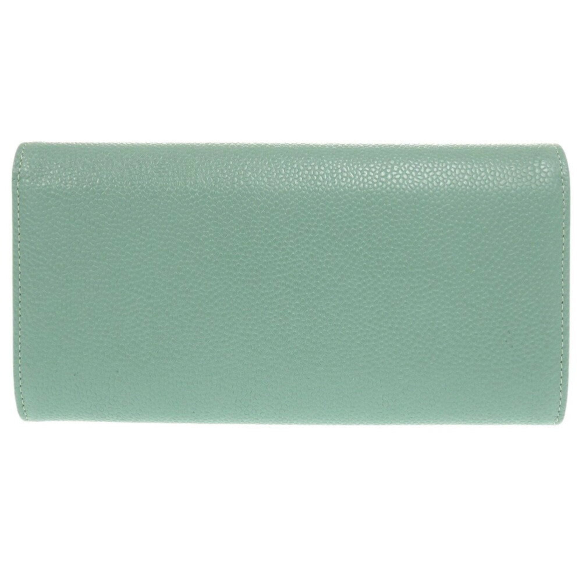 Chanel Green Grained Calfskin Long Wallet (Bi-Fold) (Pre-Owned)