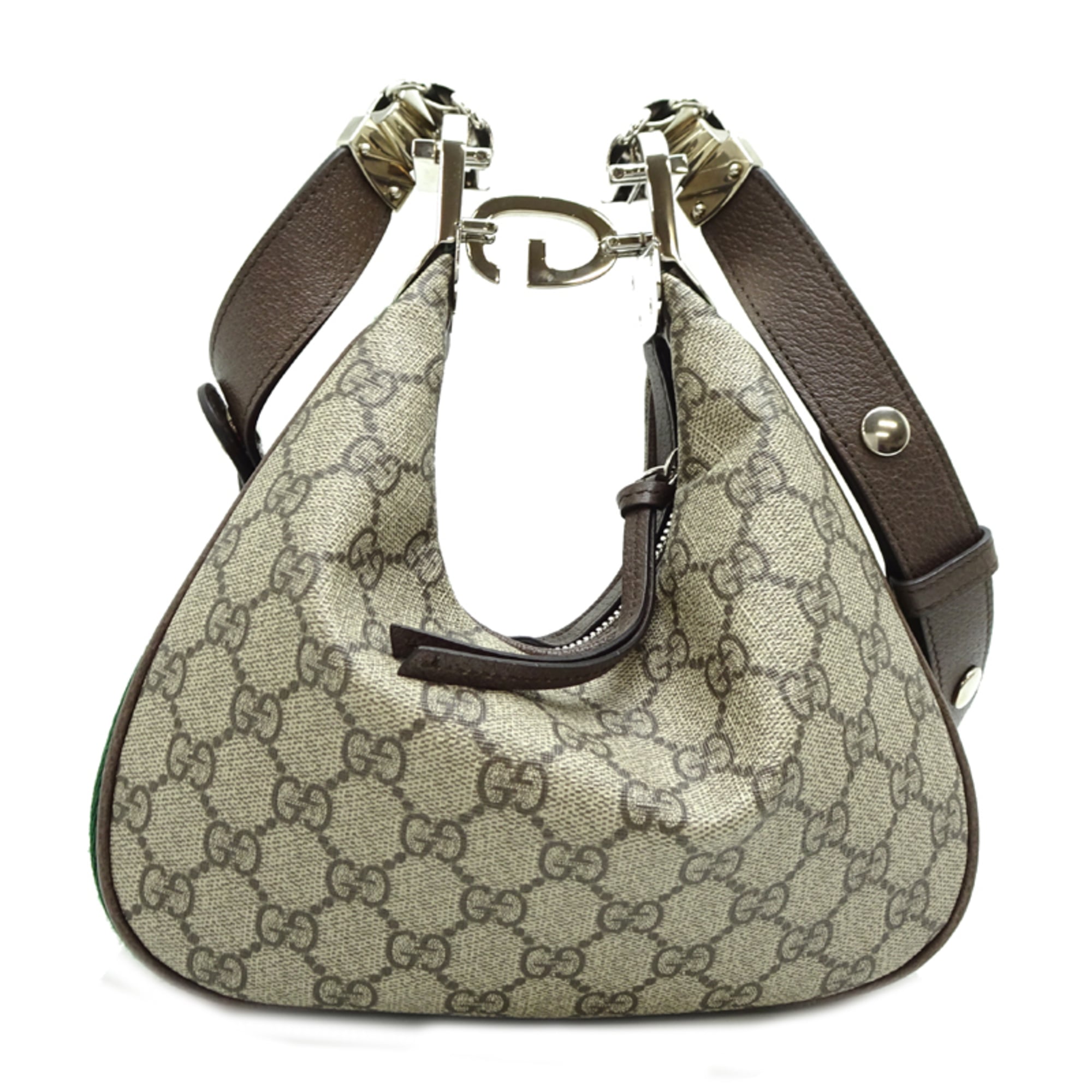 Gucci Beige Brown Orange Gg Supreme Leather Shoulder Bag (Pre-Owned)