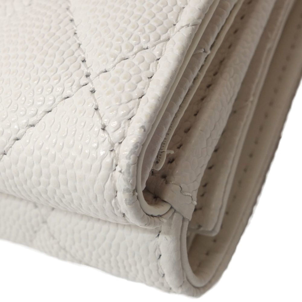 Chanel White Grained Calfskin Wallet (Tri-Fold) (Pre-Owned)