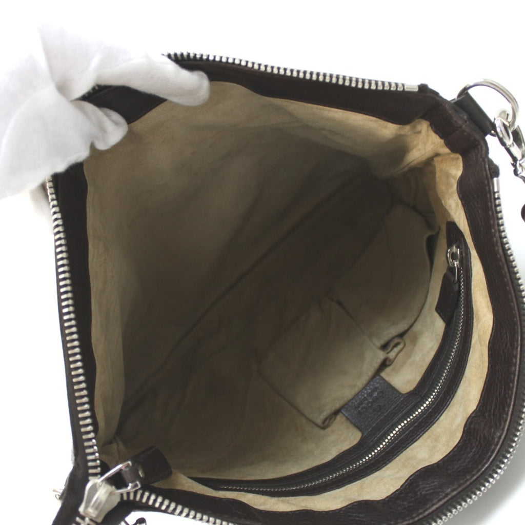 Gucci Dark Brown Leather Shoulder Bag (Pre-Owned)
