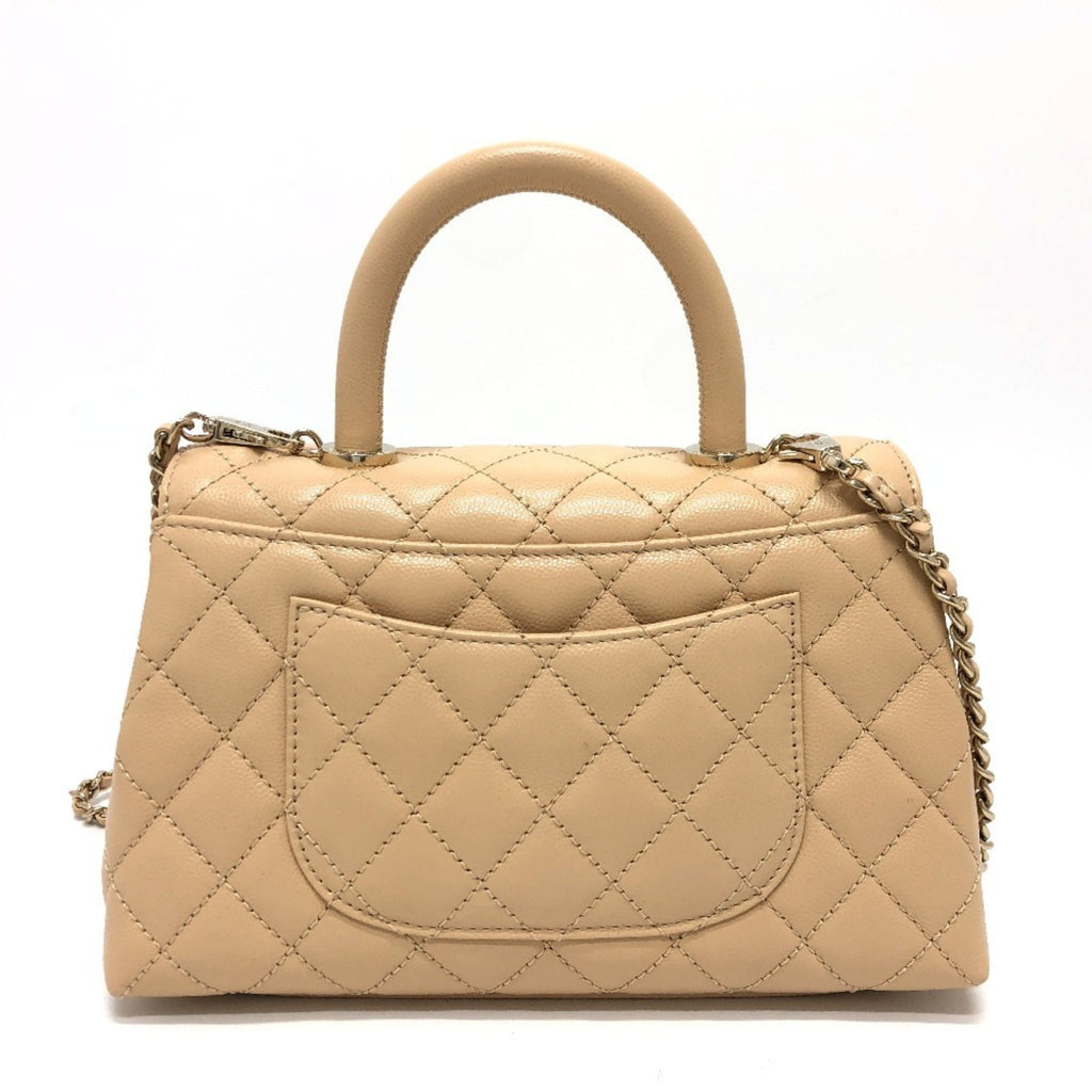 Chanel Beige Grained Calfskin Handbag Shoulder Bag (Pre-Owned)