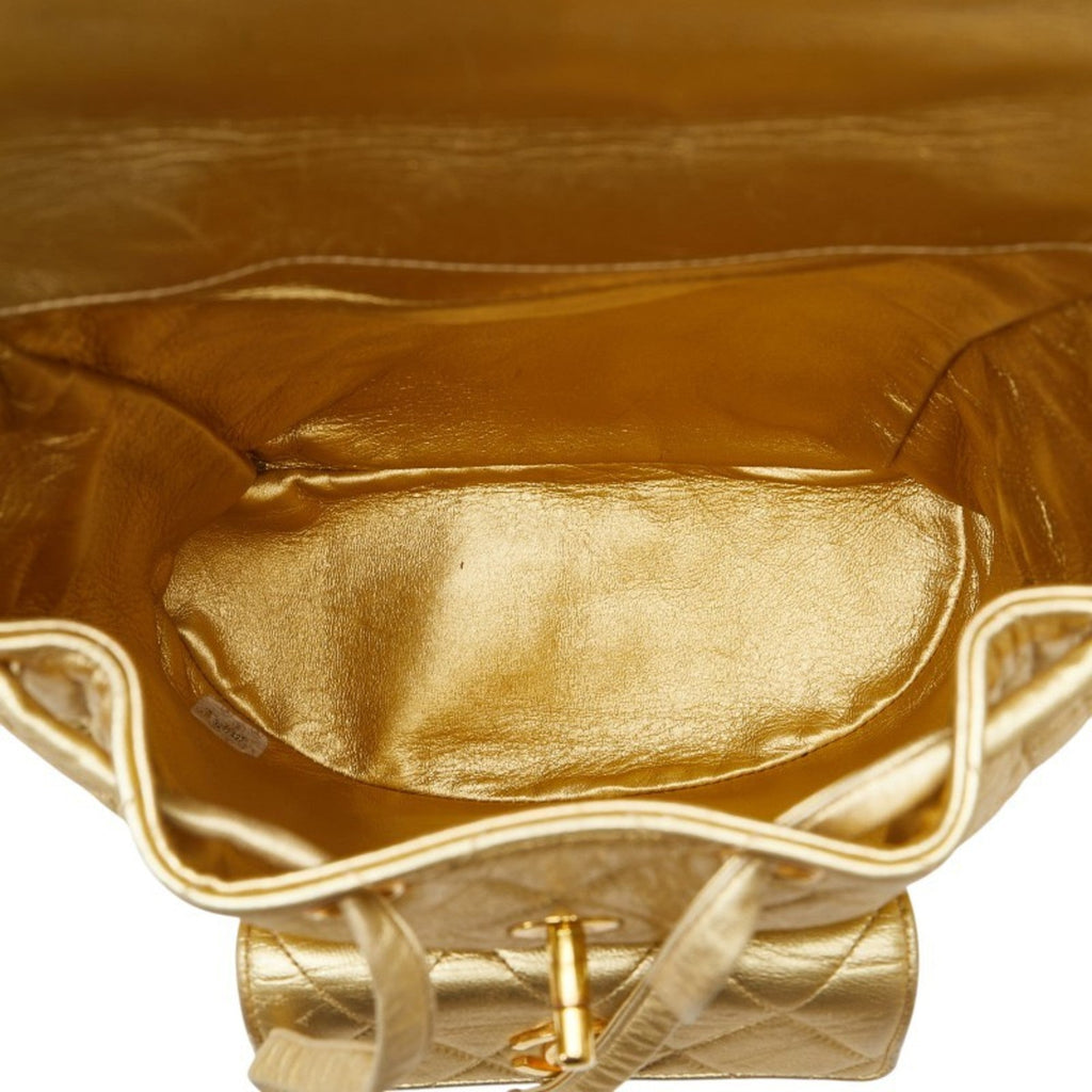 Chanel Gold Leather Backpack (Pre-Owned)
