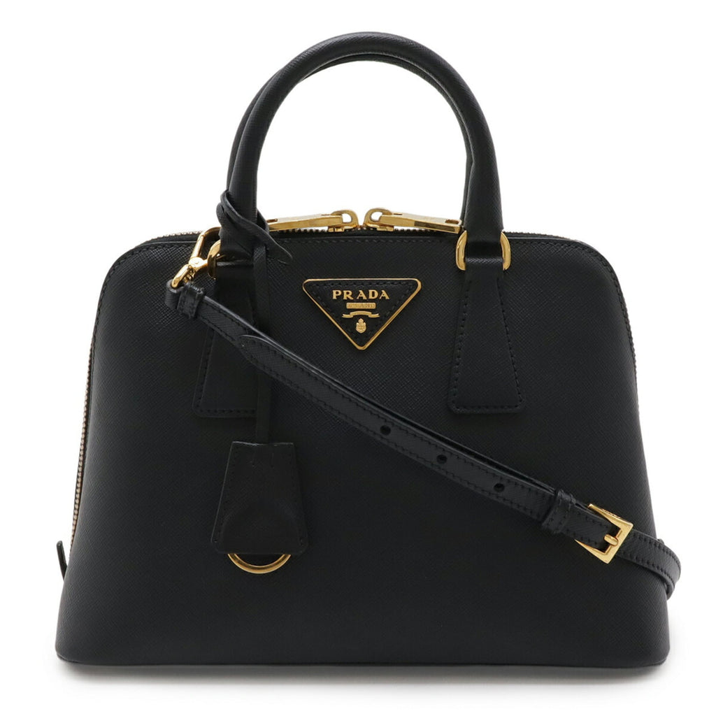Prada Saffiano Black Nero Leather Handbag Shoulder Bag (Pre-Owned)