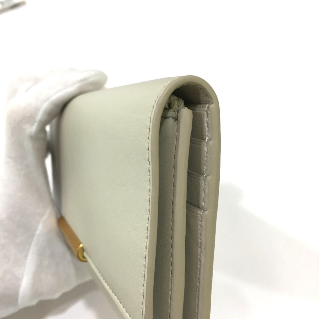 Bottega Veneta White Leather Long Wallet (Bi-Fold) (Pre-Owned)