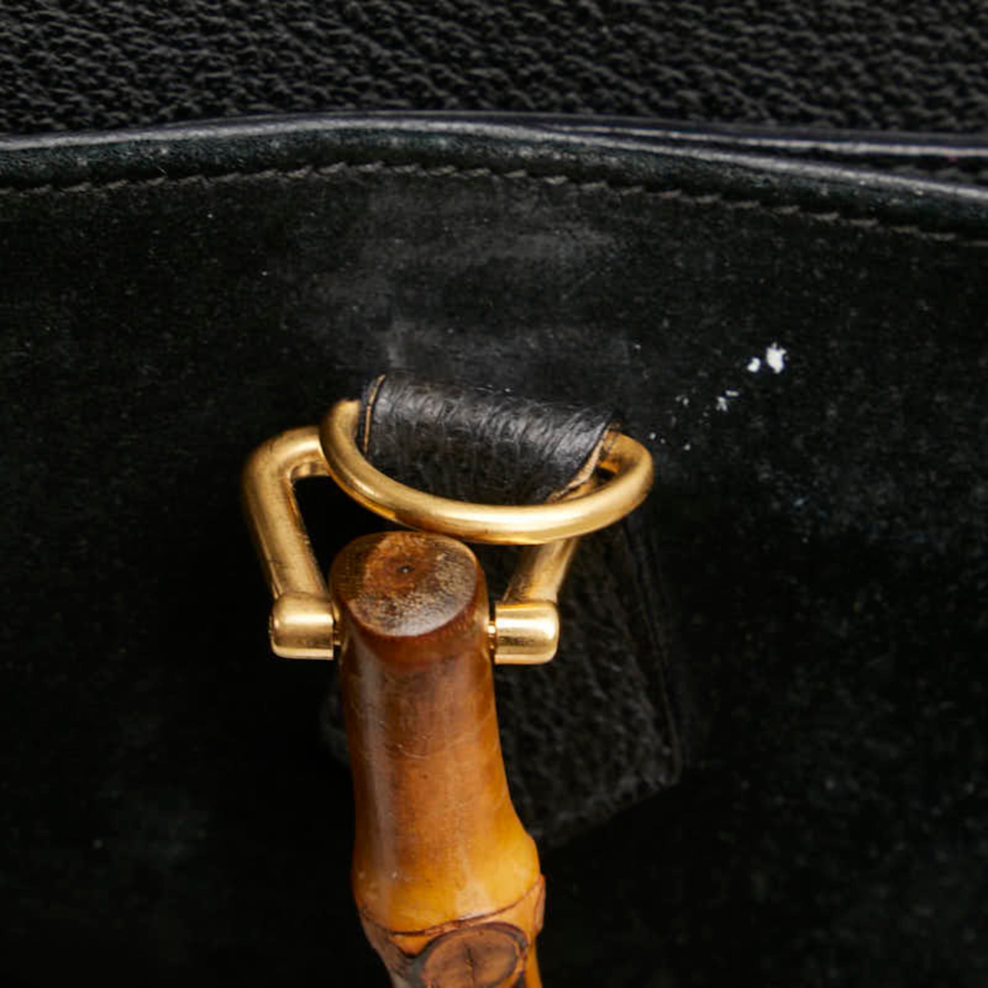 Gucci Bamboo Black Suede Leather Shoulder Bag Tote Bag (Pre-Owned)