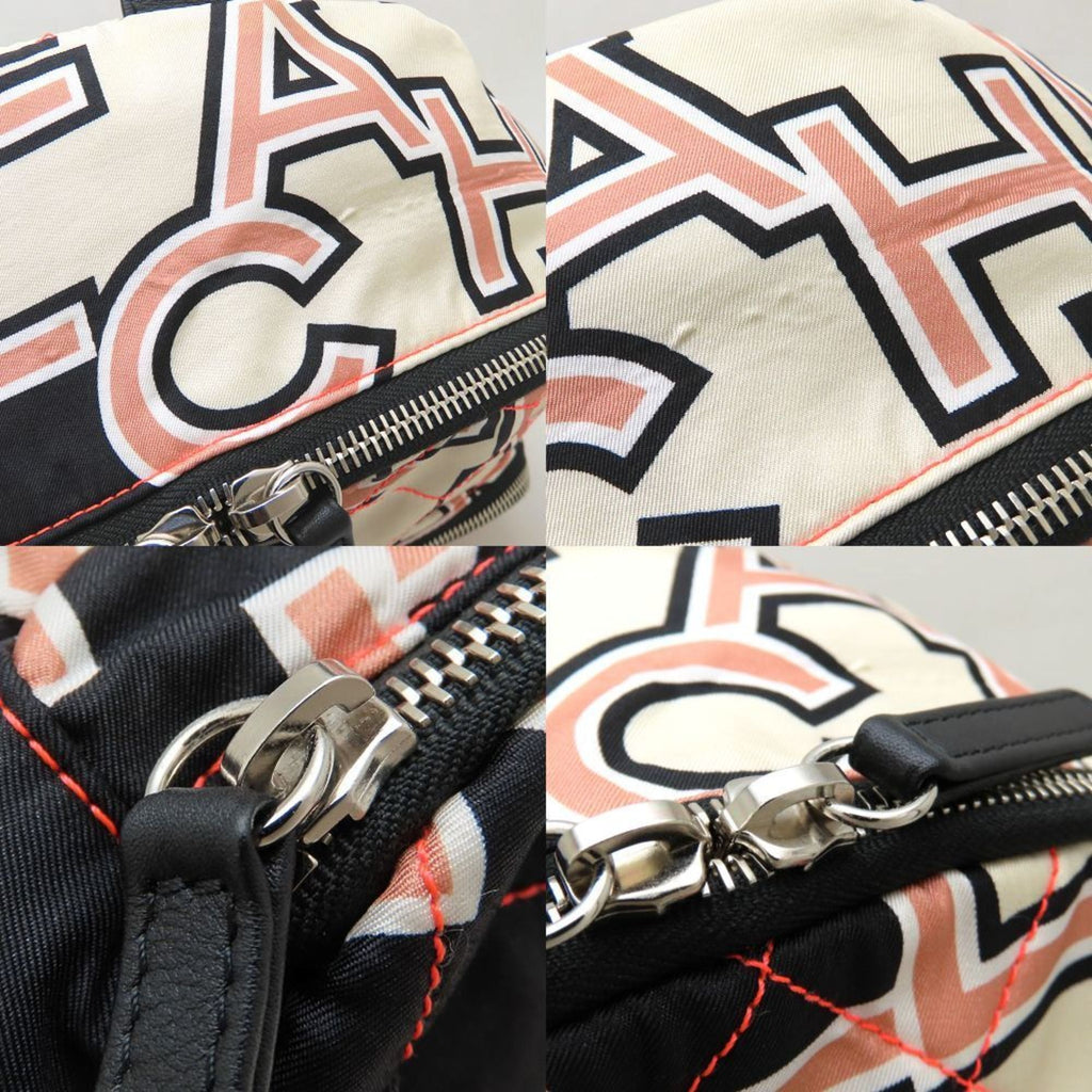 Chanel Black Ivory Pink Nylon Leather Backpack (Pre-Owned)