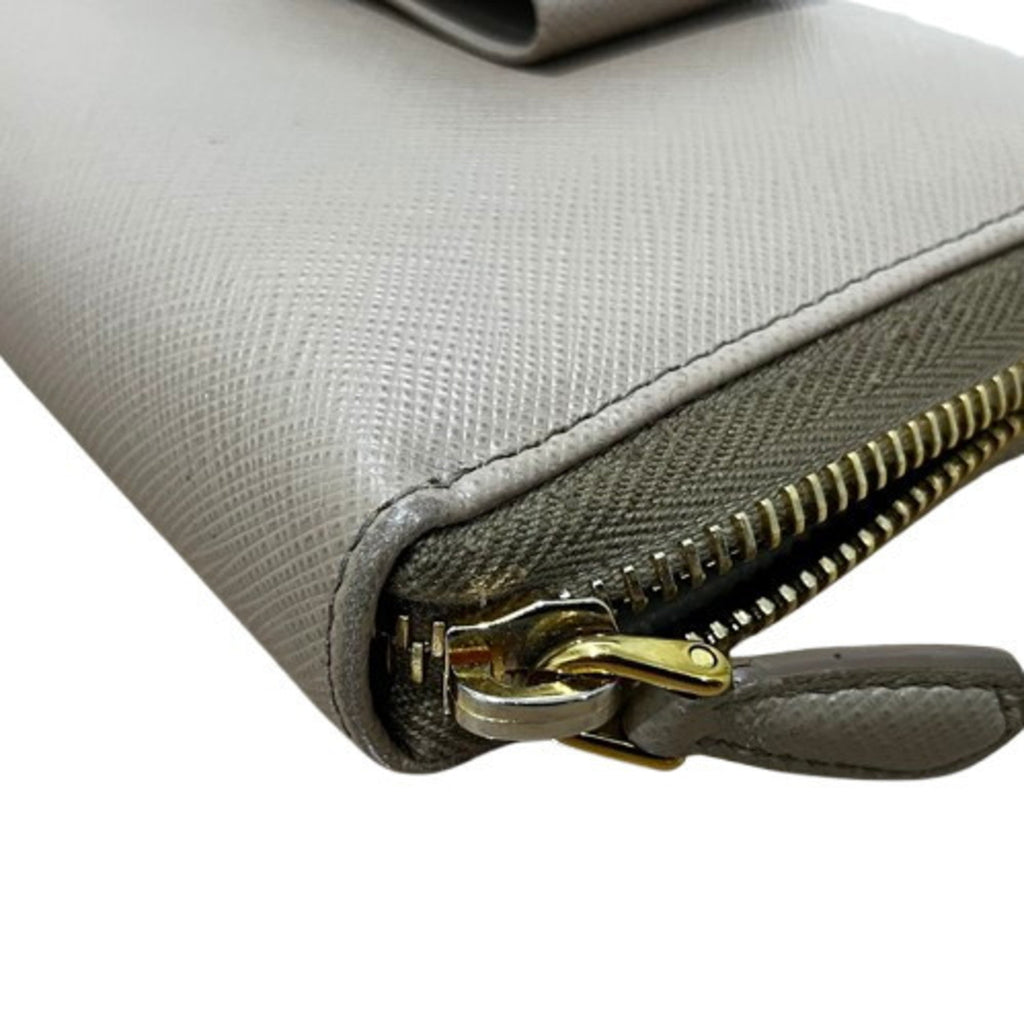 Prada Pink Beige Leather Long Wallet (Bi-Fold) (Pre-Owned)