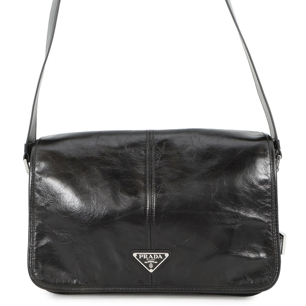 Prada Black Leather Handbag Shoulder Bag (Pre-Owned)