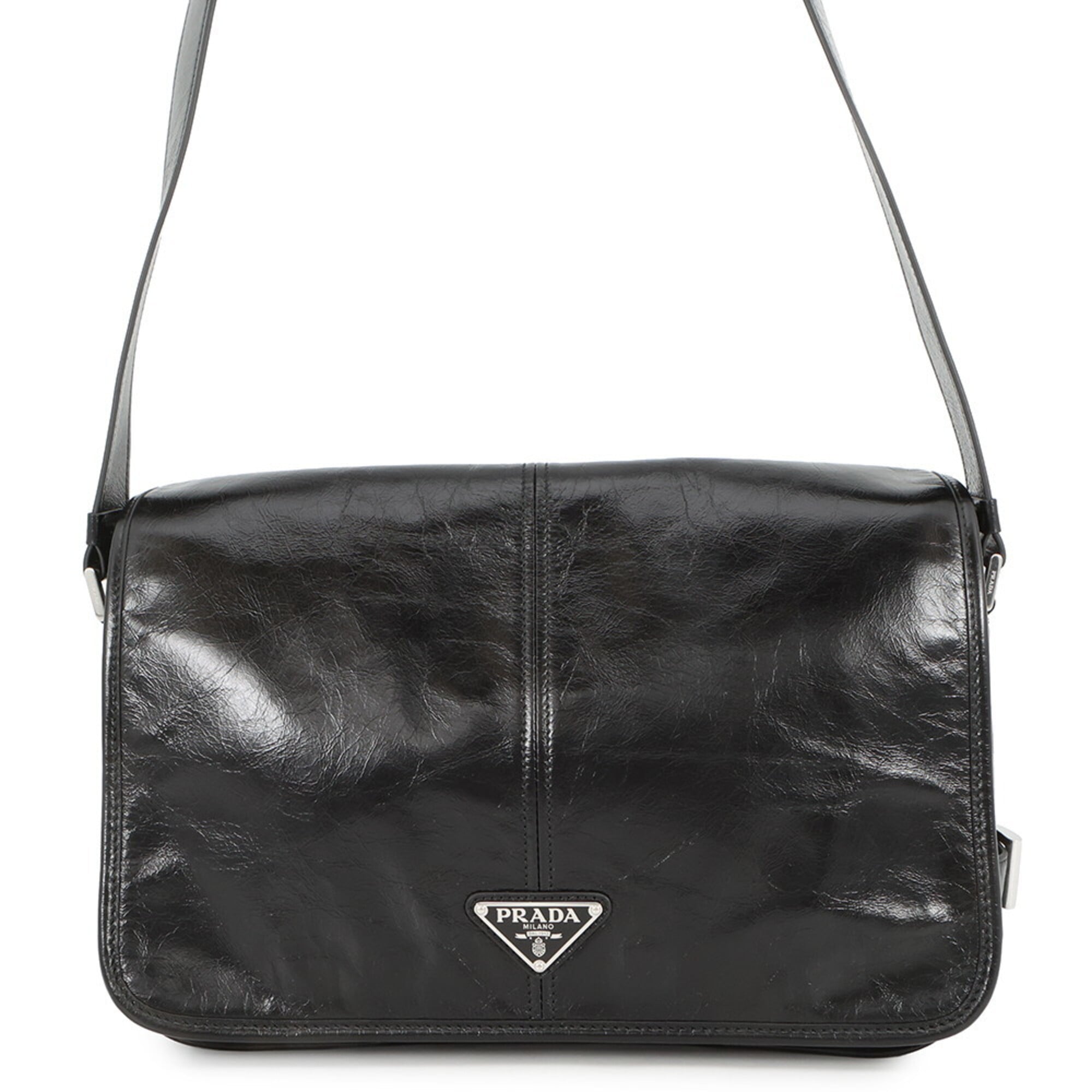 Prada Black Leather Handbag Shoulder Bag (Pre-Owned)