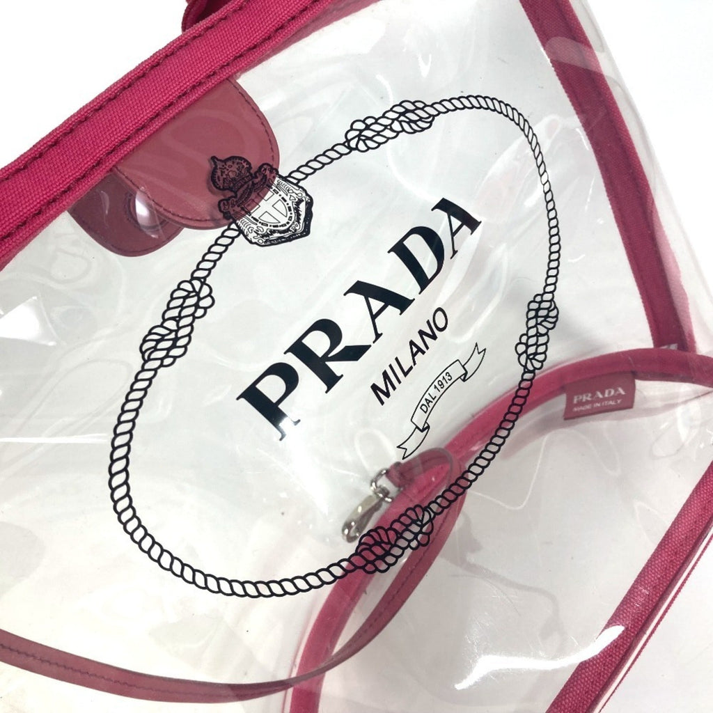 Prada Canapa Pink Vinyl Beach Bag Handbag Shoulder Bag Tote Bag (Pre-Owned)