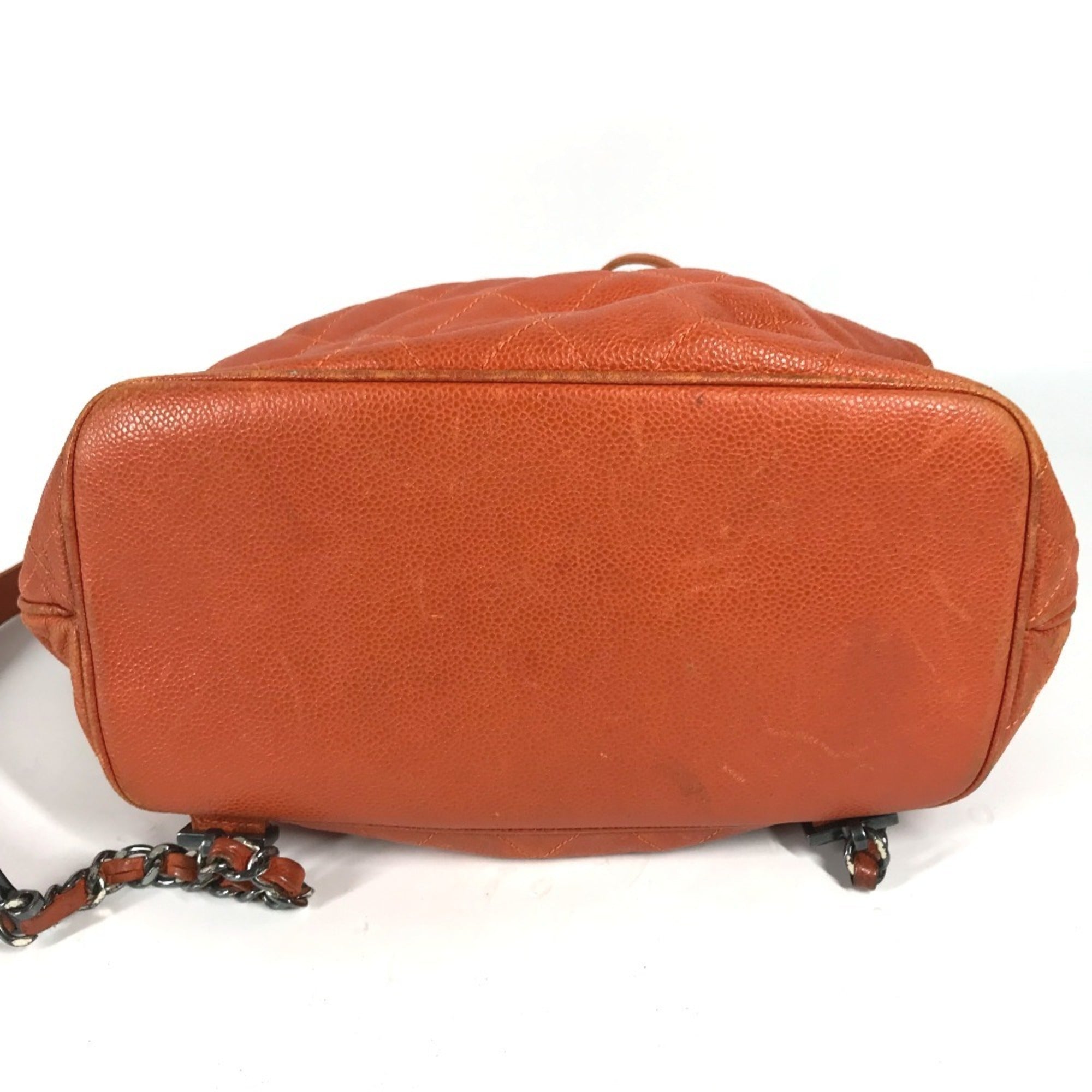 Chanel Orange Caviar Leather Backpack Shoulder Bag (Pre-Owned)