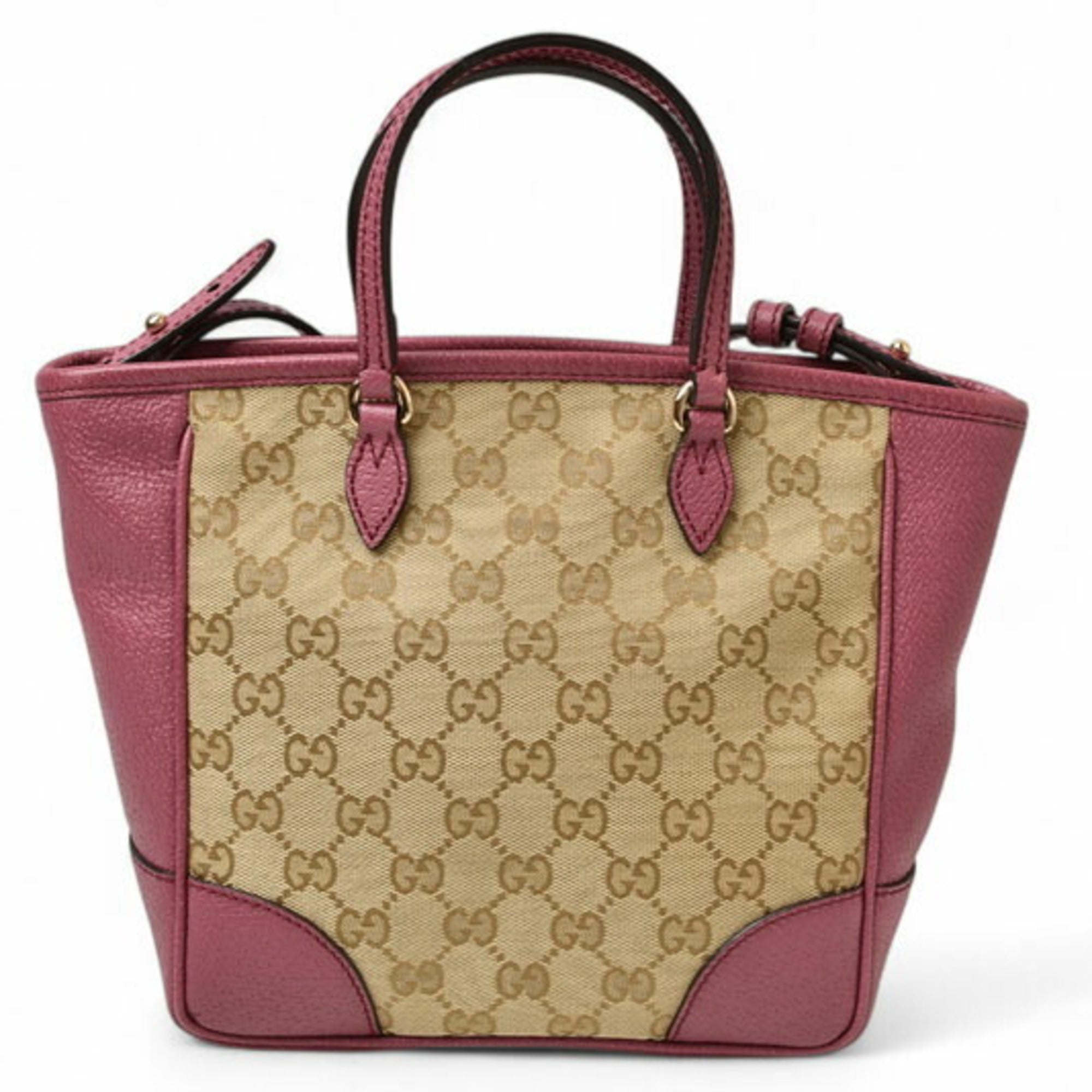 Gucci Beige Pink Gg Canvas Leather Handbag Shoulder Bag (Pre-Owned)