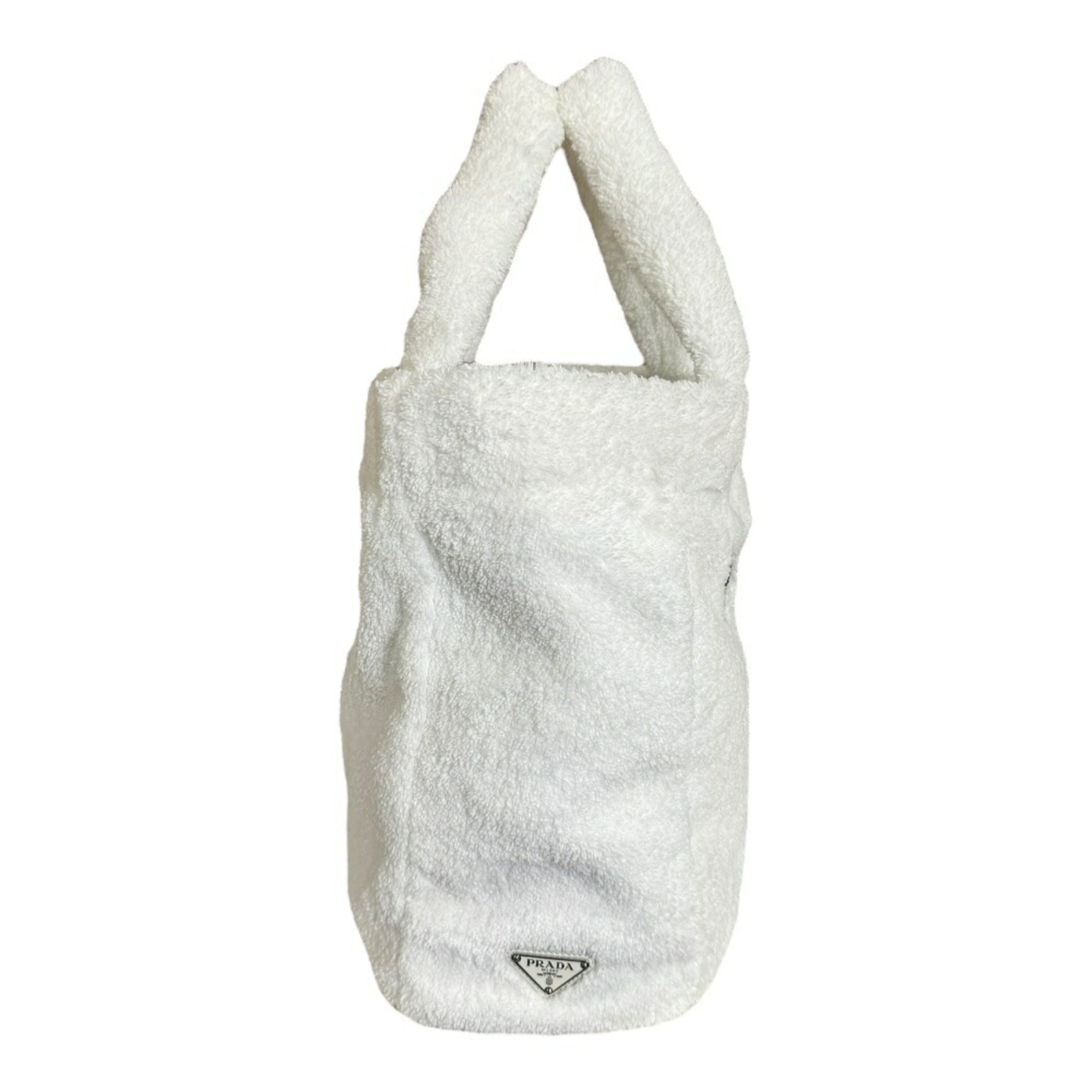Prada White Pile Fabric Tote Bag (Pre-Owned)