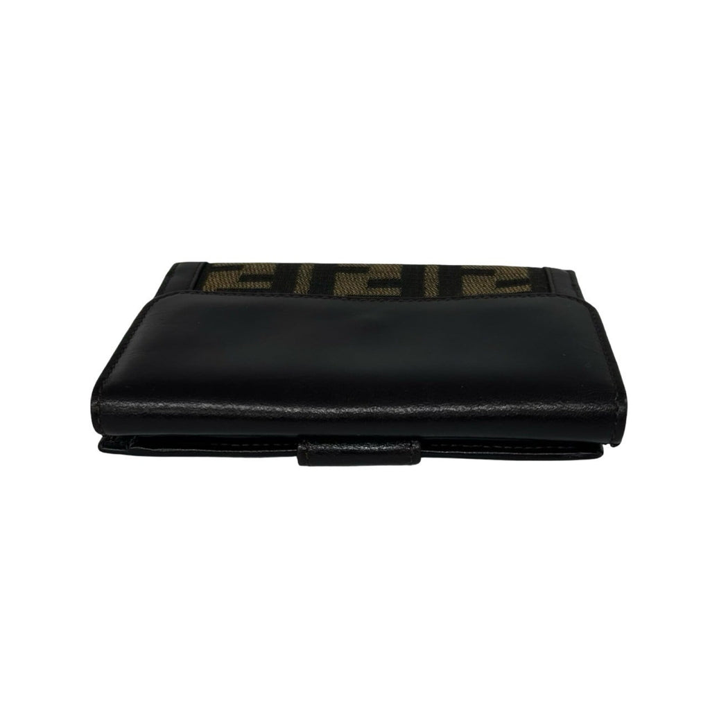 Fendi Black Brown Canvas Leather Wallet (Bi-Fold) (Pre-Owned)