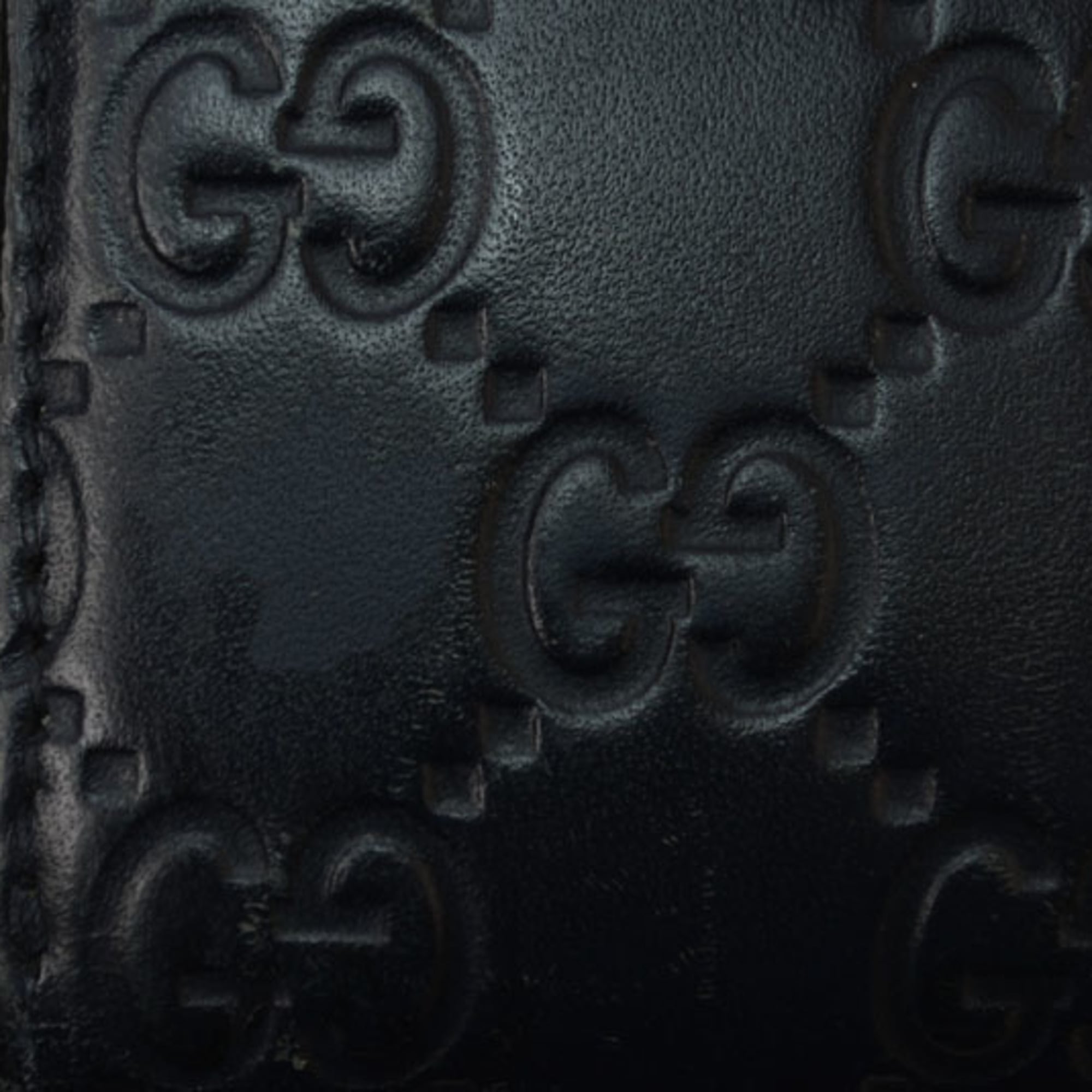 Gucci Dark Navy Red Color Leather Long Wallet (Bi-Fold) (Pre-Owned)