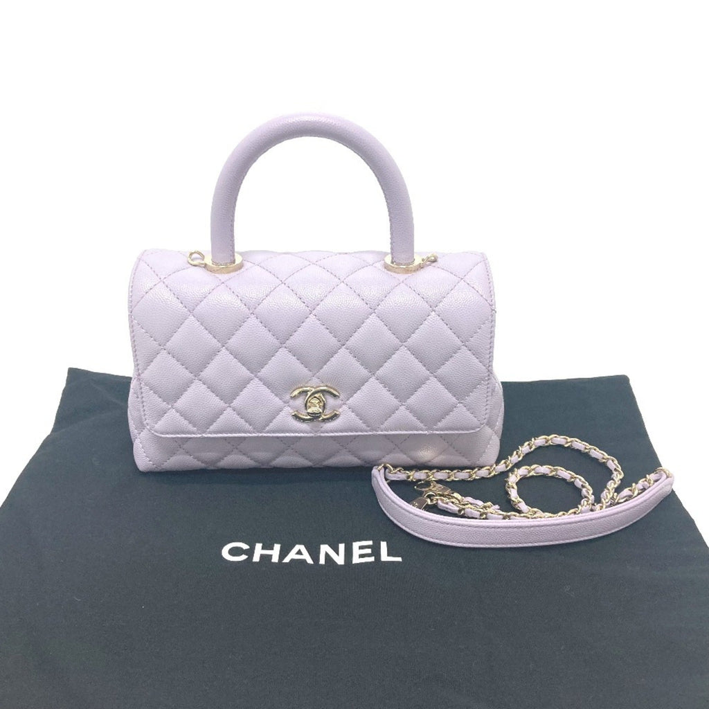 Chanel Purple Grained Calfskin Handbag Shoulder Bag (Pre-Owned)