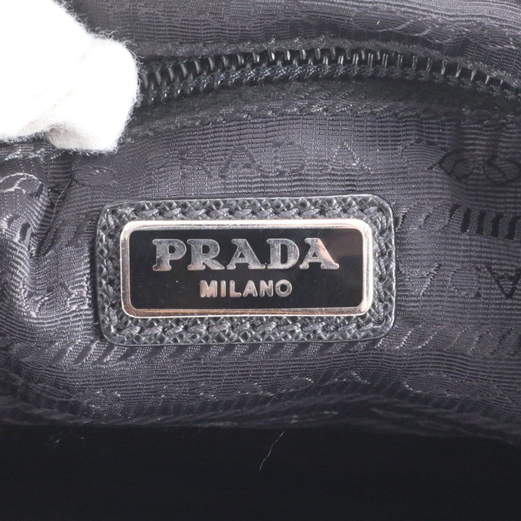 Prada Black Nylon Leather Handbag Pouch Tote Bag (Pre-Owned)