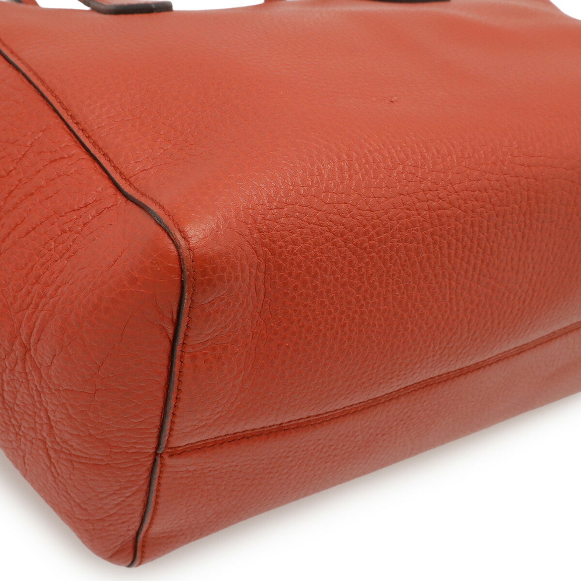 Gucci Red Color Leather Shoulder Bag Tote Bag (Pre-Owned)