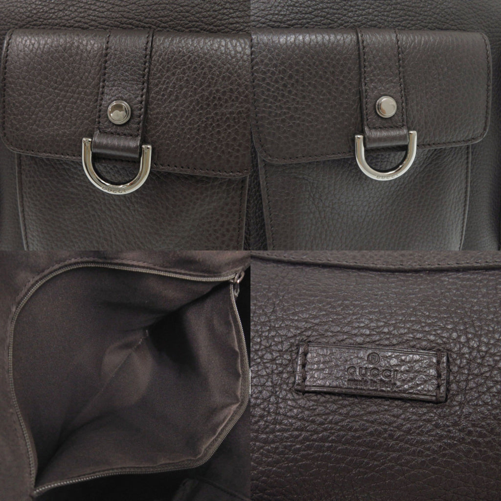 Gucci Dark Brown Leather Handbag Shoulder Bag (Pre-Owned)