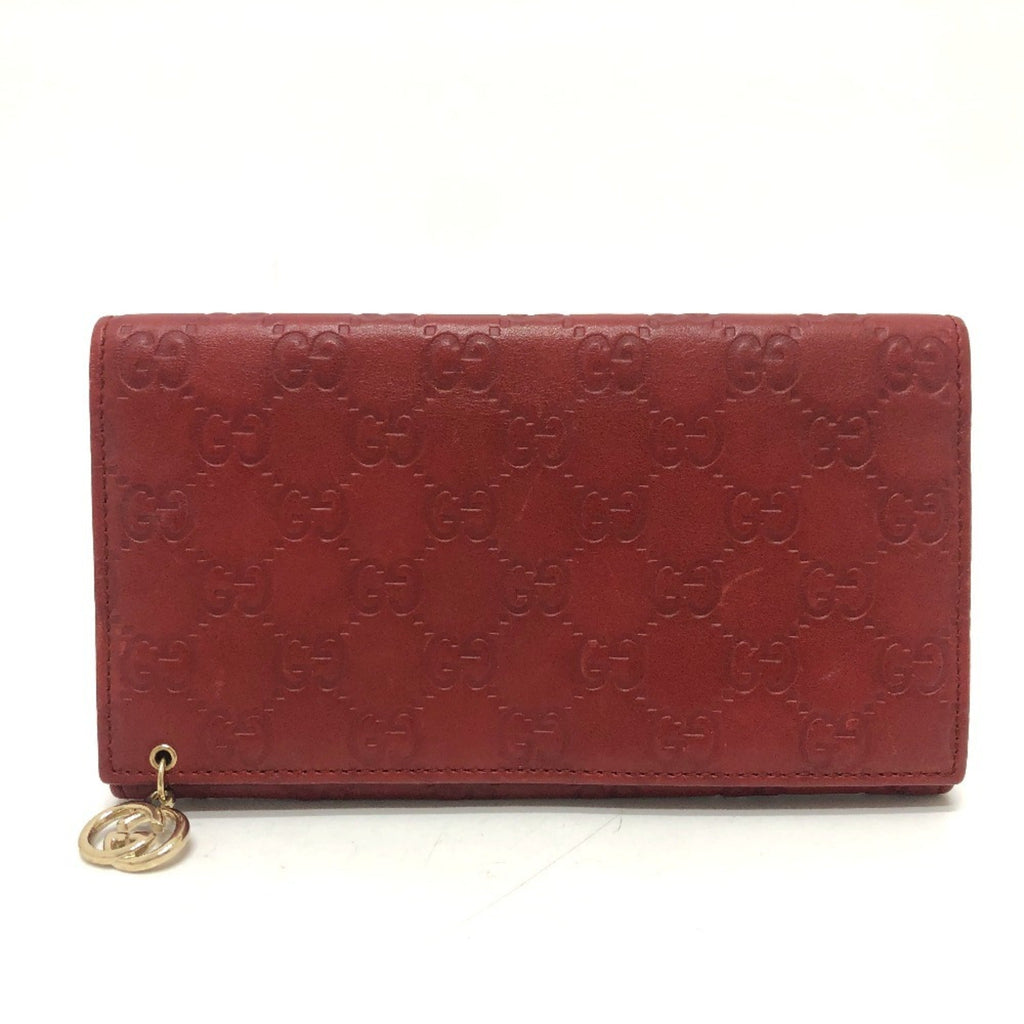 Gucci Red Color Gg Leather Long Wallet (Bi-Fold) (Pre-Owned)