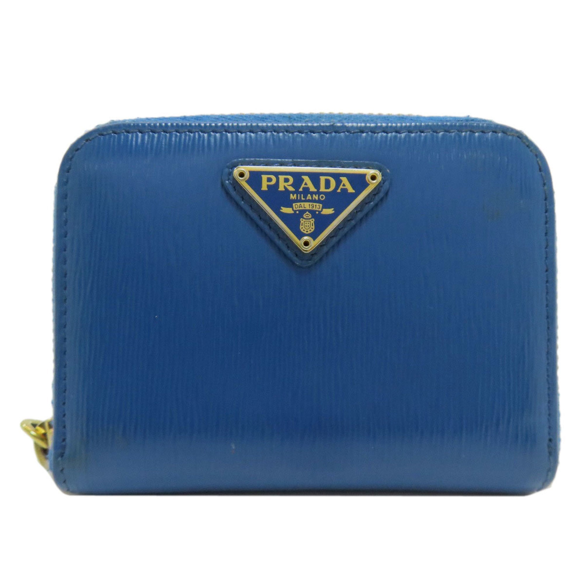 Prada Blue Leather Coin Purse/Coin Case (Pre-Owned)