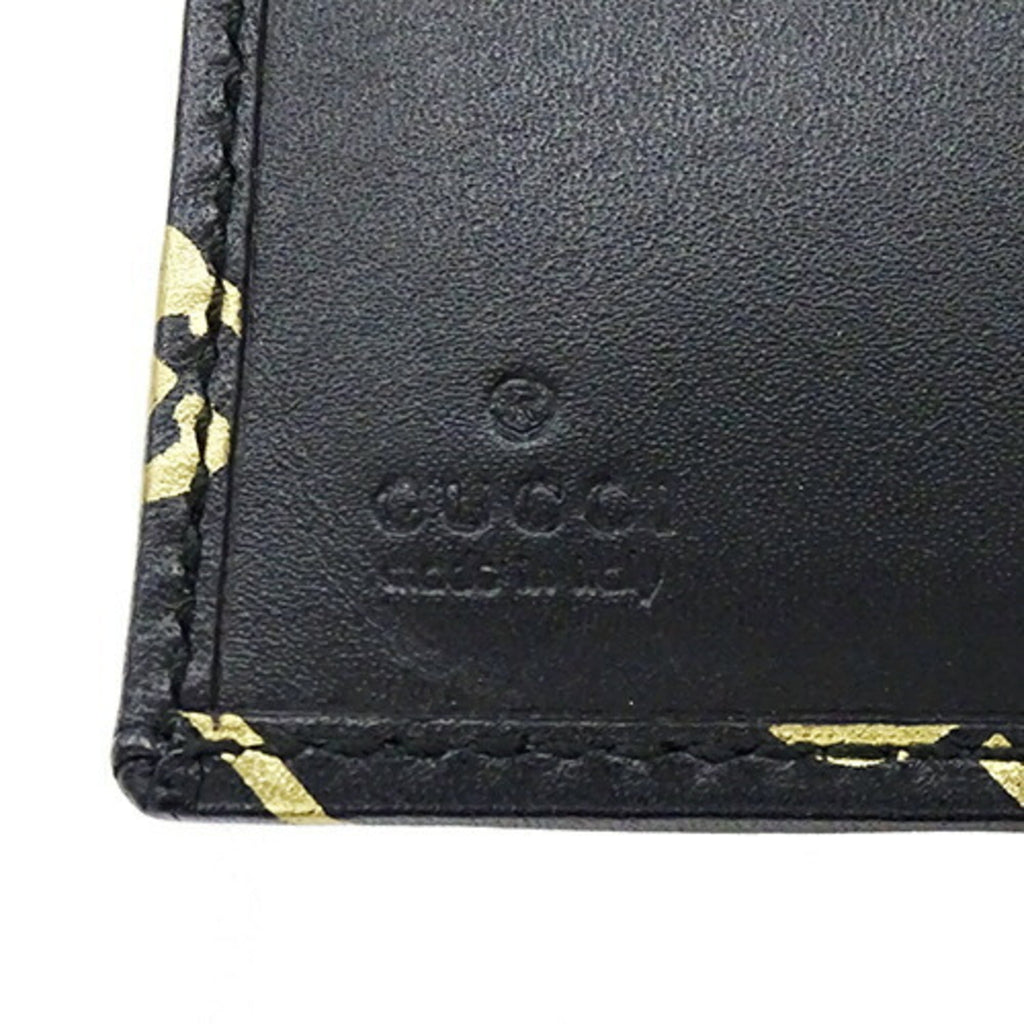 Gucci Gold Black Leather Wallet (Tri-Fold) (Pre-Owned)