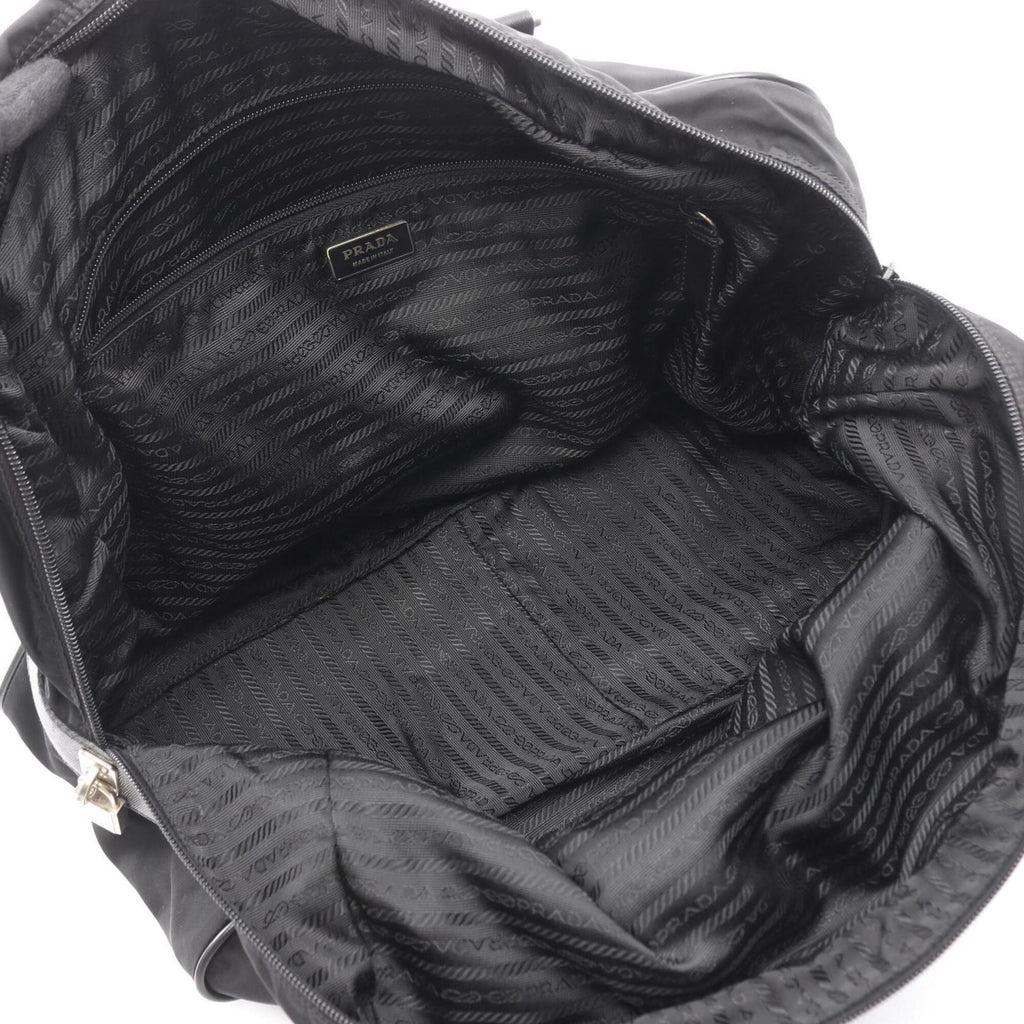 Prada Black Nylon Leather Boston Bag Handbag (Pre-Owned)