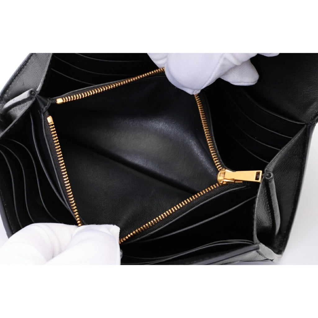 Bottega Veneta Black Leather Long Wallet (Bi-Fold) (Pre-Owned)