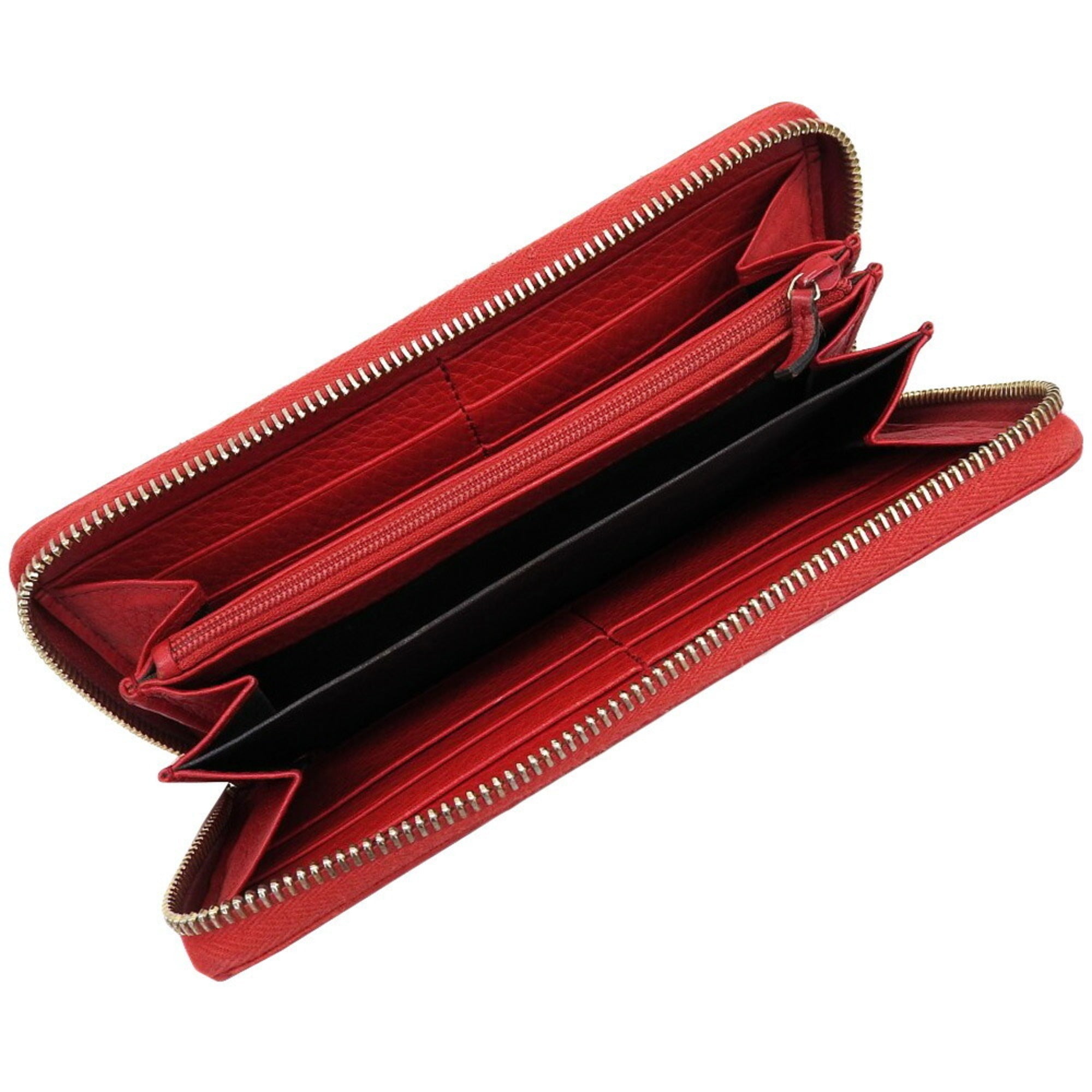 Gucci Red Color Leather Long Wallet (Bi-Fold) (Pre-Owned)