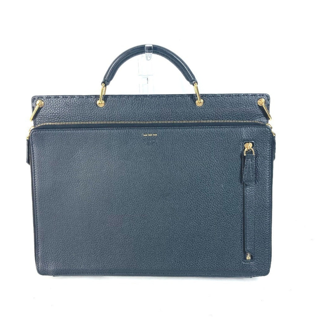 Fendi Black Leather Briefcase Handbag (Pre-Owned)
