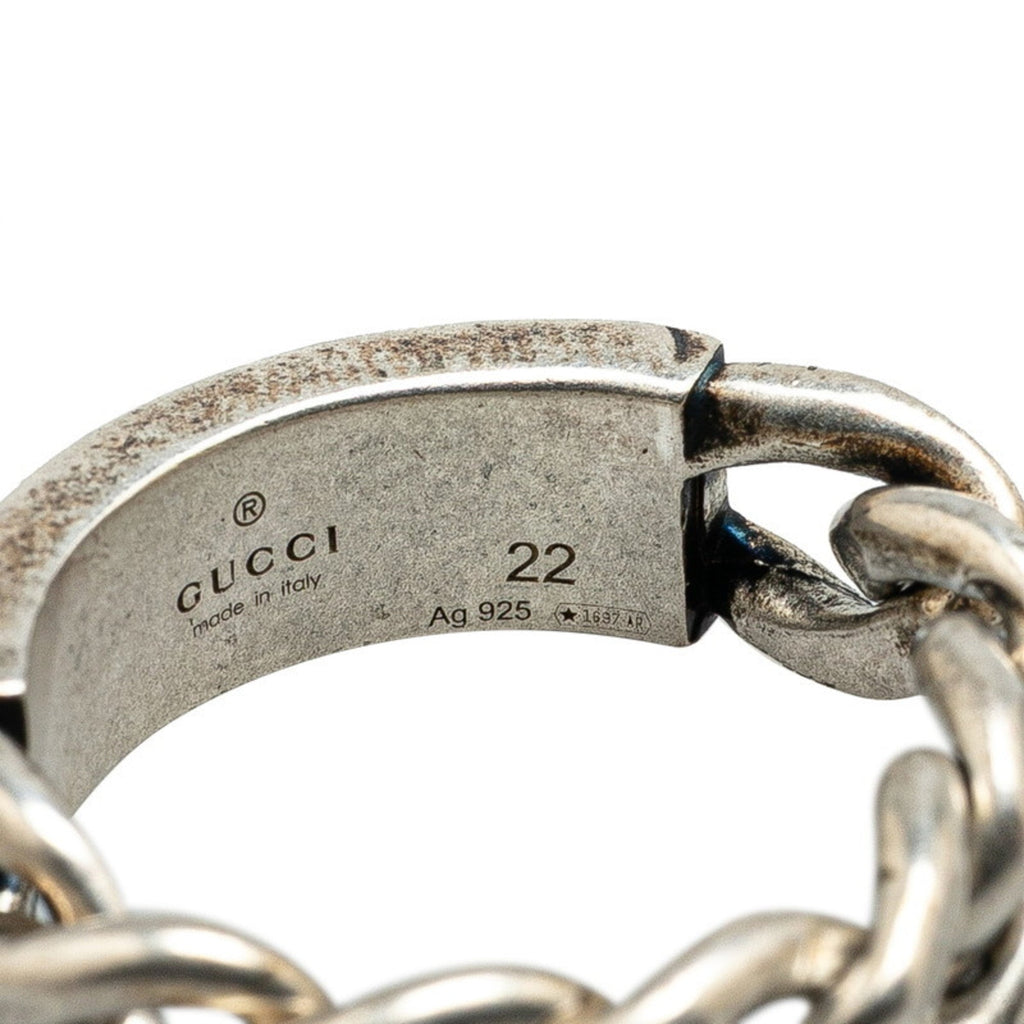 Gucci Turquoise Enamel Silver 925 Band Ring (Pre-Owned)