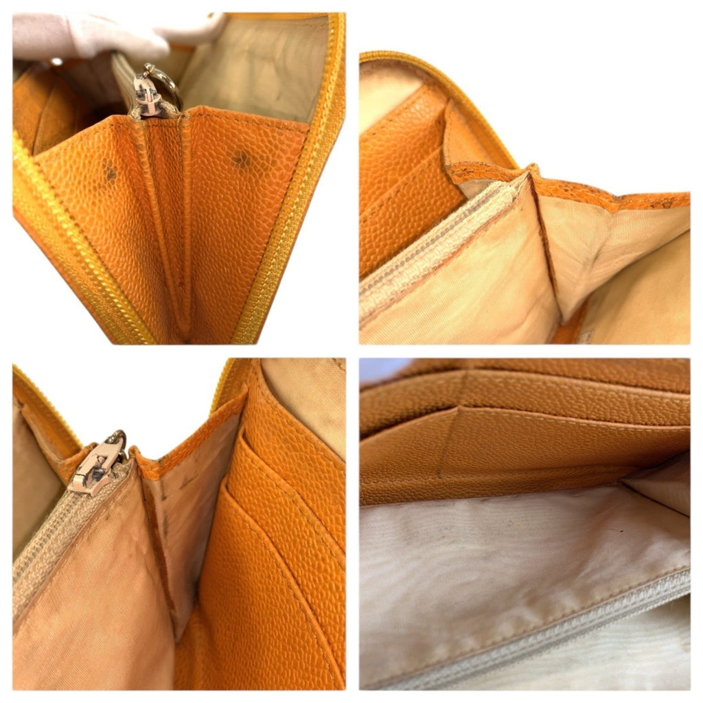 Chanel Yellow Leather Long Wallet (Bi-Fold) (Pre-Owned)