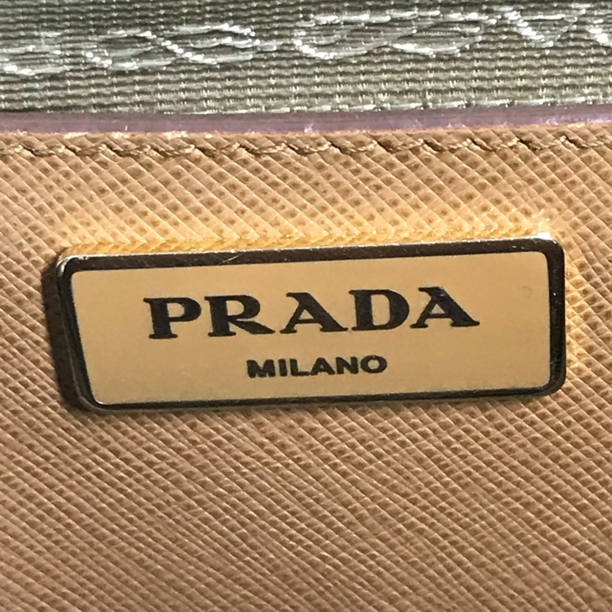 Prada Brown White Saffiano Handbag Tote Bag (Pre-Owned)