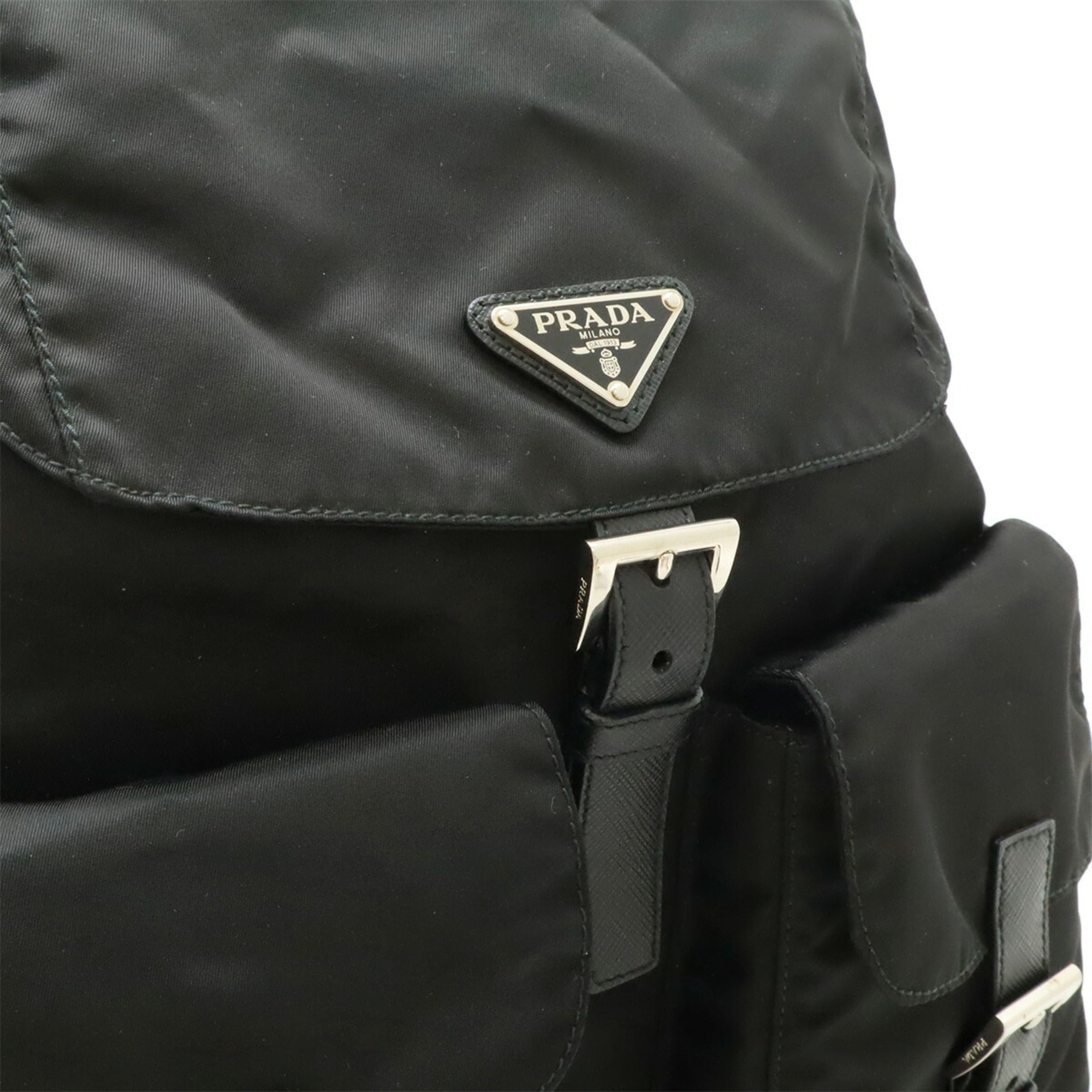 Prada Black Nero Nylon Leather Backpack (Pre-Owned)