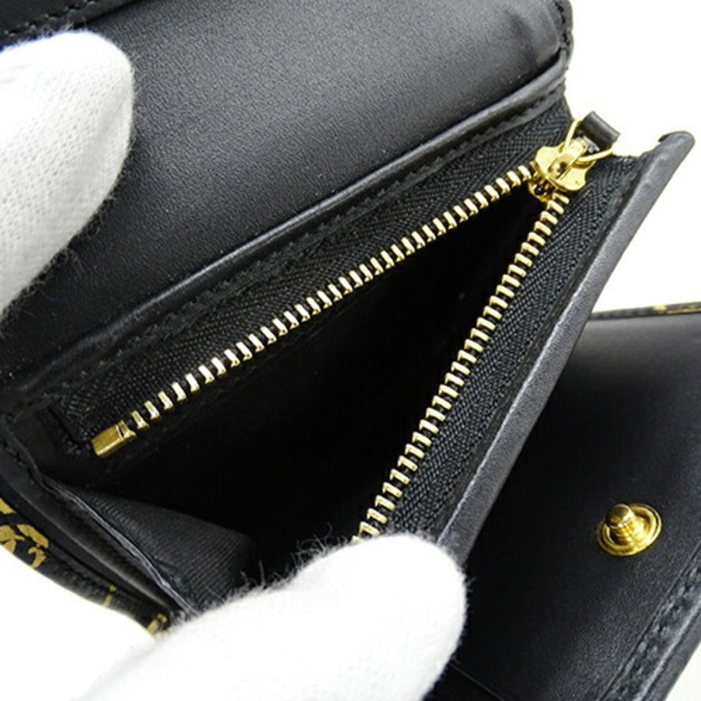 Gucci Gold Black Leather Wallet (Tri-Fold) (Pre-Owned)