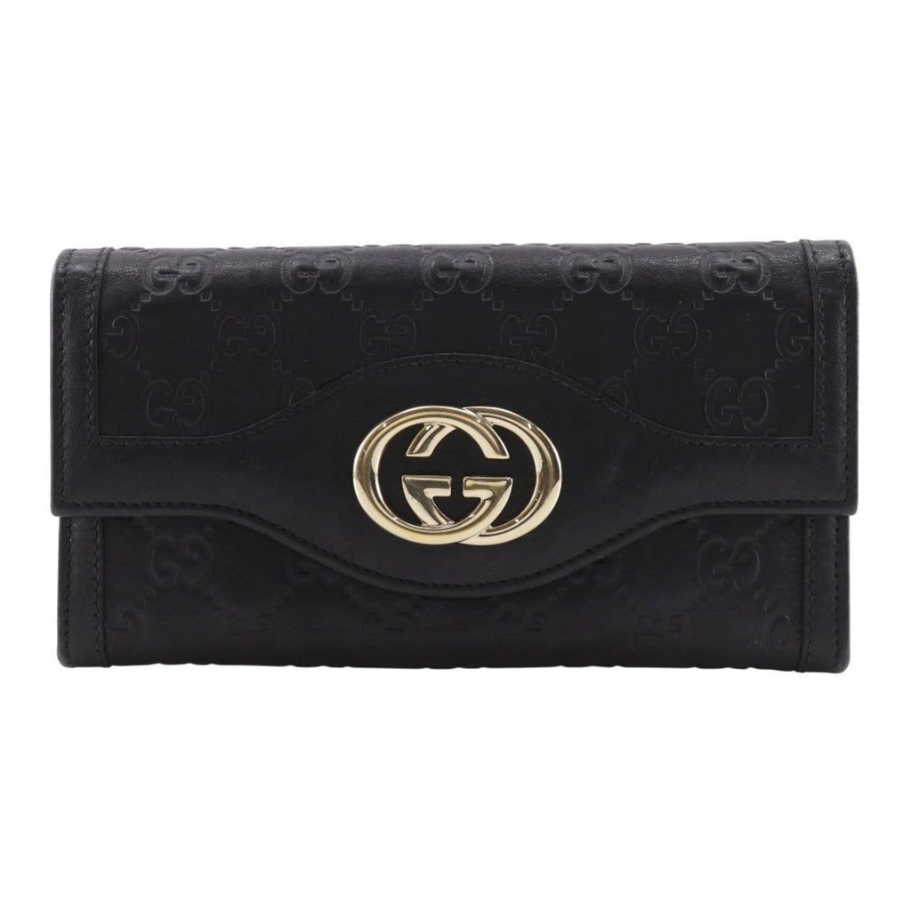 Gucci Black Leather Long Wallet (Bi-Fold) (Pre-Owned)