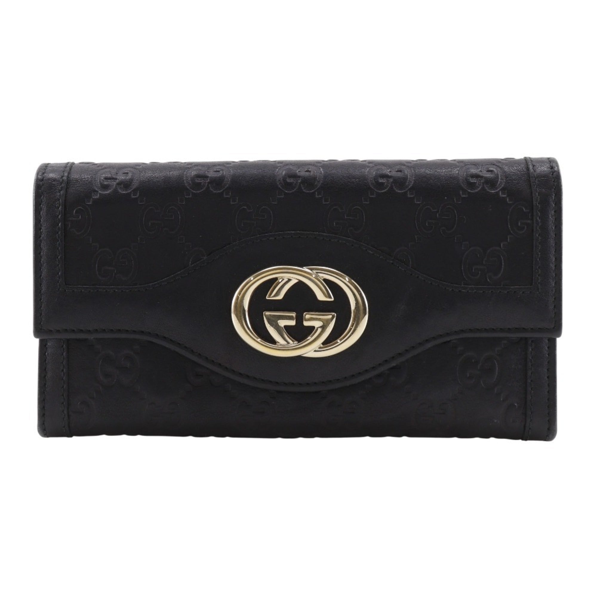 Gucci Black Leather Long Wallet (Bi-Fold) (Pre-Owned)