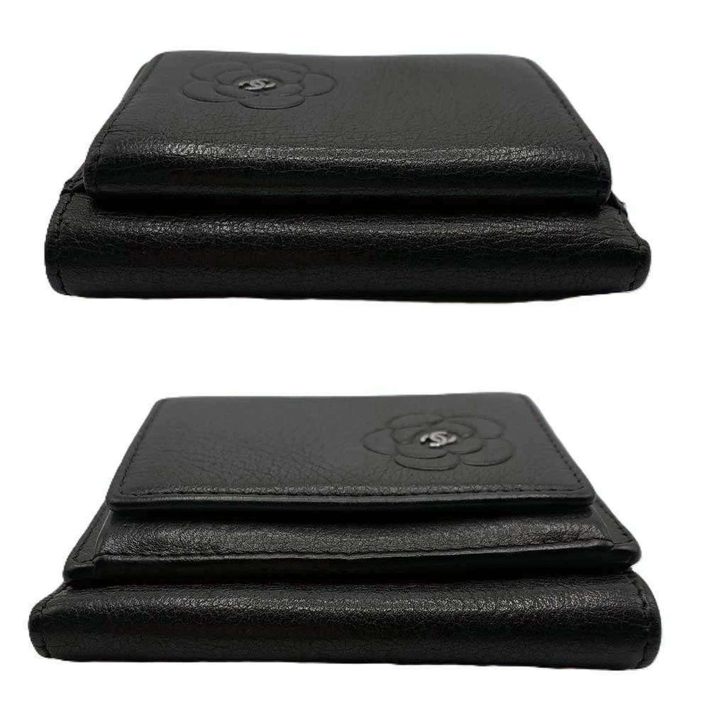 Chanel Black Leather Wallet (Tri-Fold) (Pre-Owned)