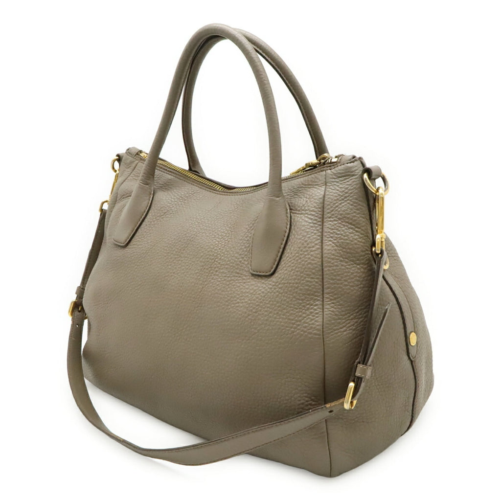 Prada Grayish Leather Shoulder Bag Tote Bag (Pre-Owned)