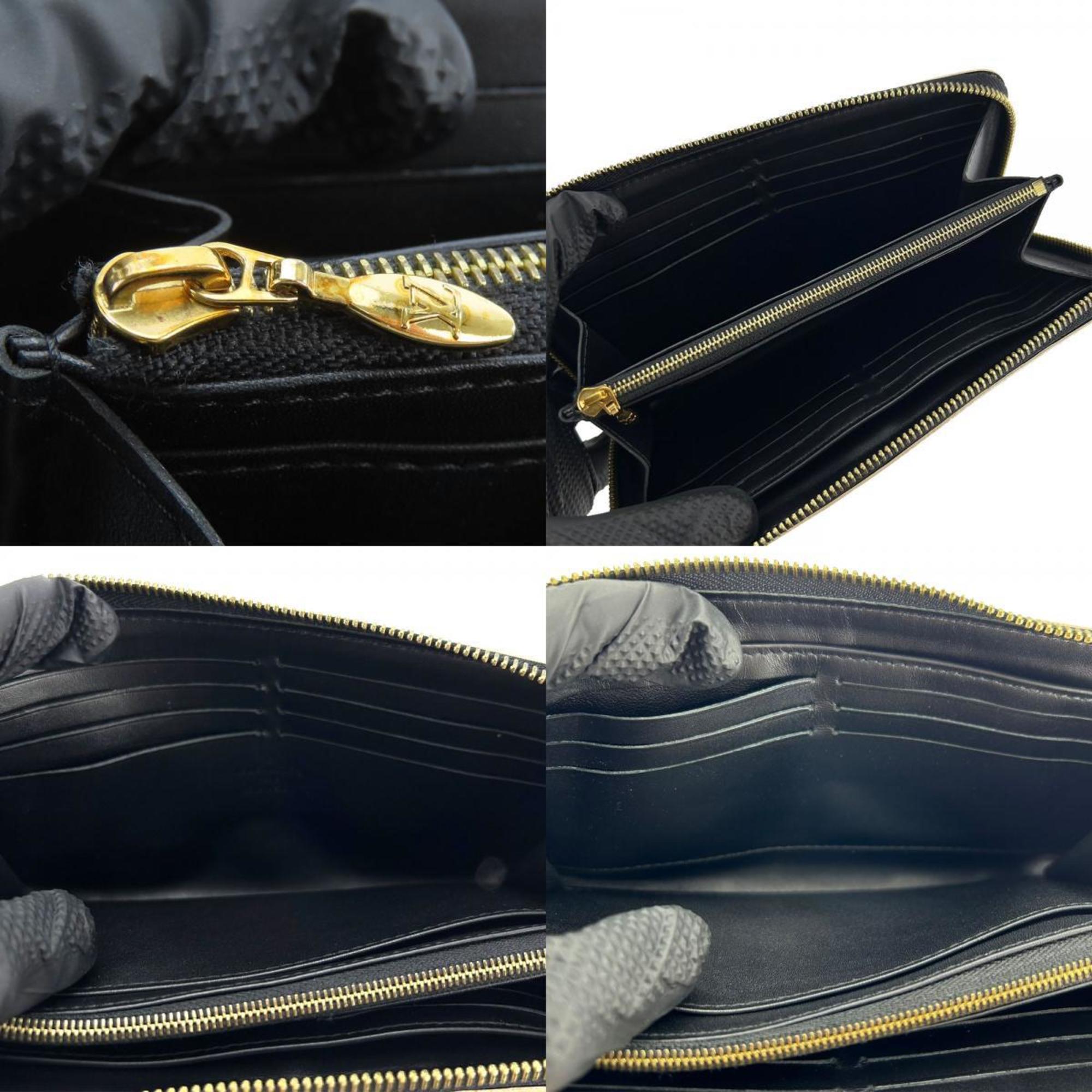 Louis Vuitton Black Leather Long Wallet (Bi-Fold) (Pre-Owned)