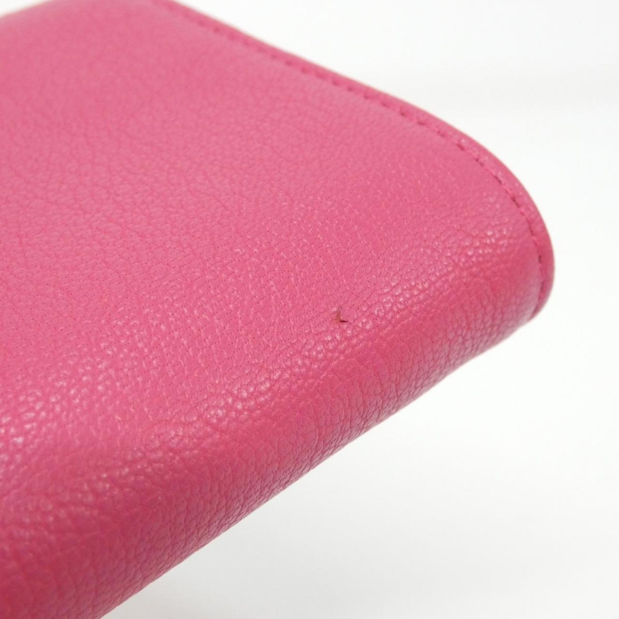 Chanel Pink Leather Wallet (Tri-Fold) (Pre-Owned)