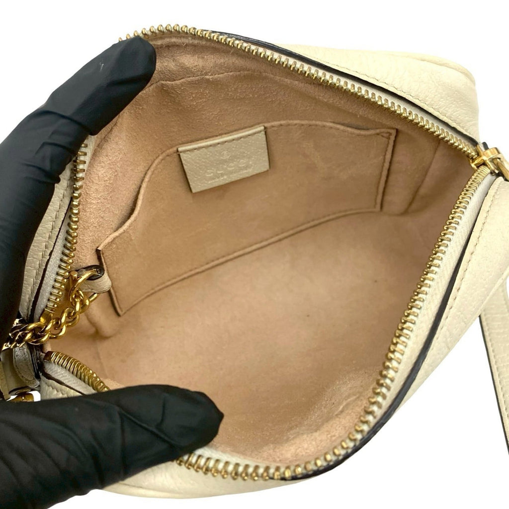 Gucci Navy Red Color White Leather Pochette Shoulder Bag (Pre-Owned)