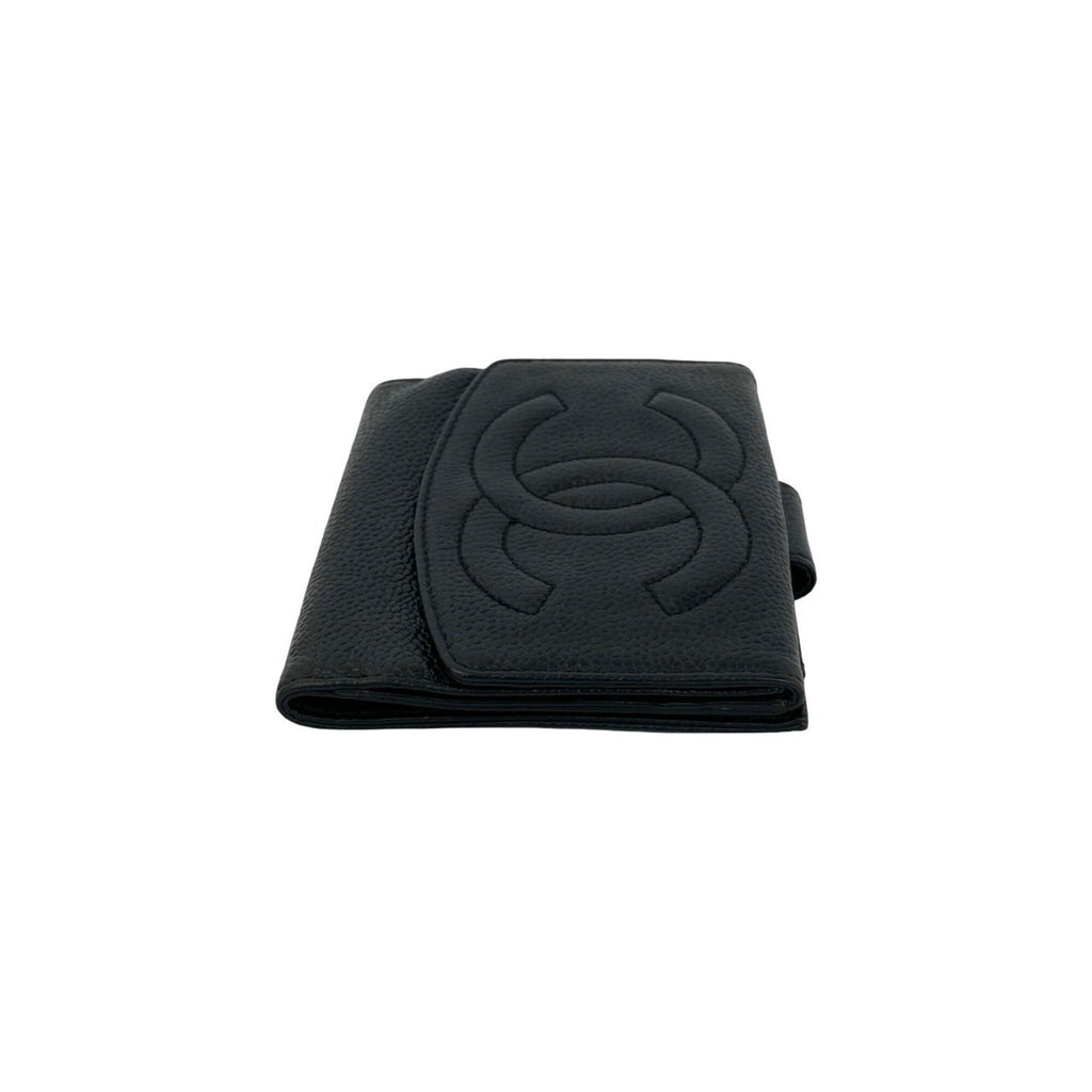 Chanel Black Grained Calfskin Wallet (Bi-Fold) (Pre-Owned)