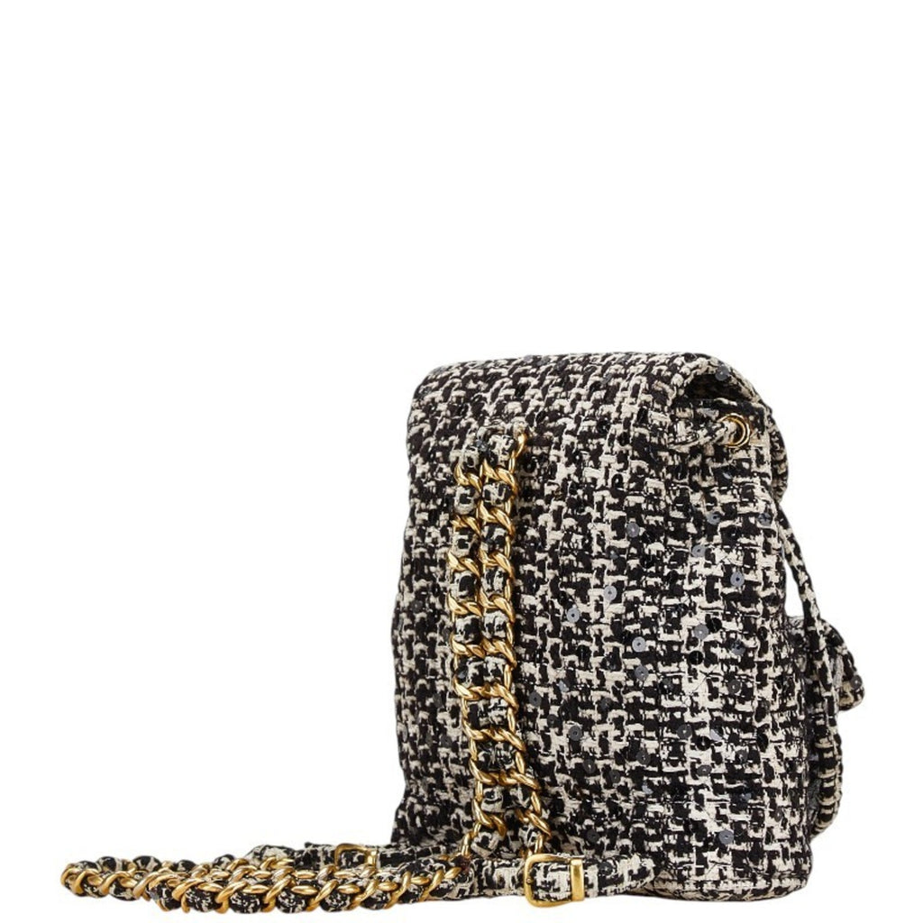 Chanel Black White Tweed Spangles Backpack (Pre-Owned)