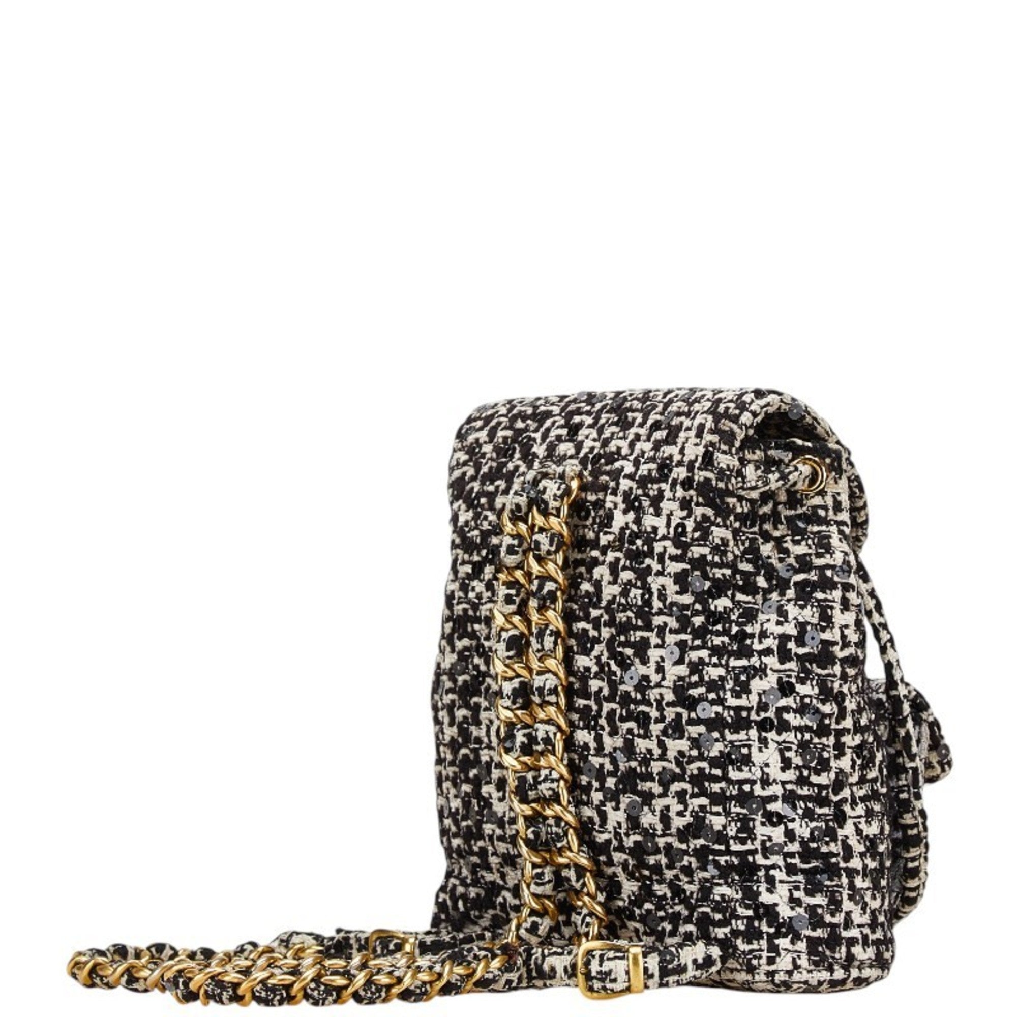 Chanel Black White Tweed Spangles Backpack (Pre-Owned)
