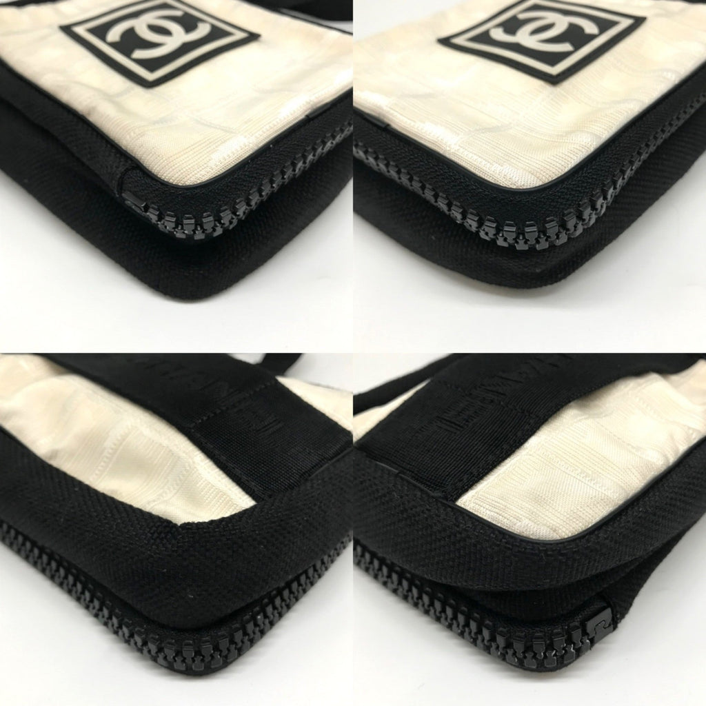 Chanel Sport Black Ivory Nylon Shoulder Bag (Pre-Owned)