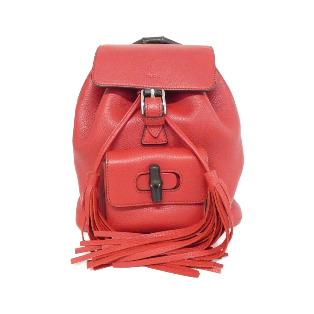 Gucci Red Color Leather Backpack (Pre-Owned)